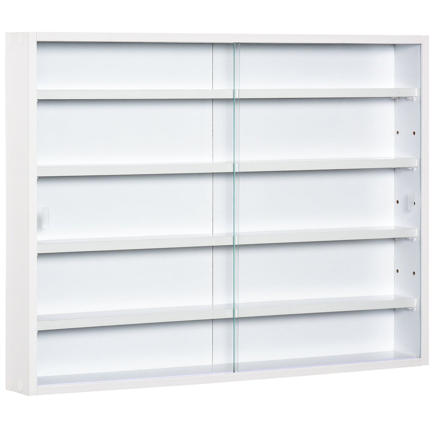 5-Storey Wall Shelf Display Cabinet, Shot Glass Display Case, Glass Curio Cabinet with 2 Glass Doors and 4 Adjustable Shelves, White Display Bookshelves White  at Gallery Canada