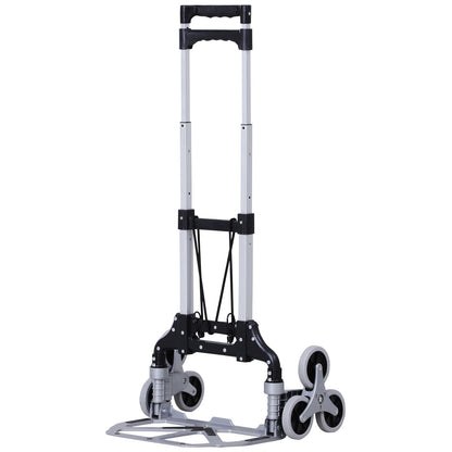 Stair Climbing Cart Portable Folding Hand Truck Aluminum Trolley Dolly with 6-Wheels and Fixed Rope, 154lbs Capacity for Home Office Travel Silver Folding Hand Trucks Silver and Black  at Gallery Canada