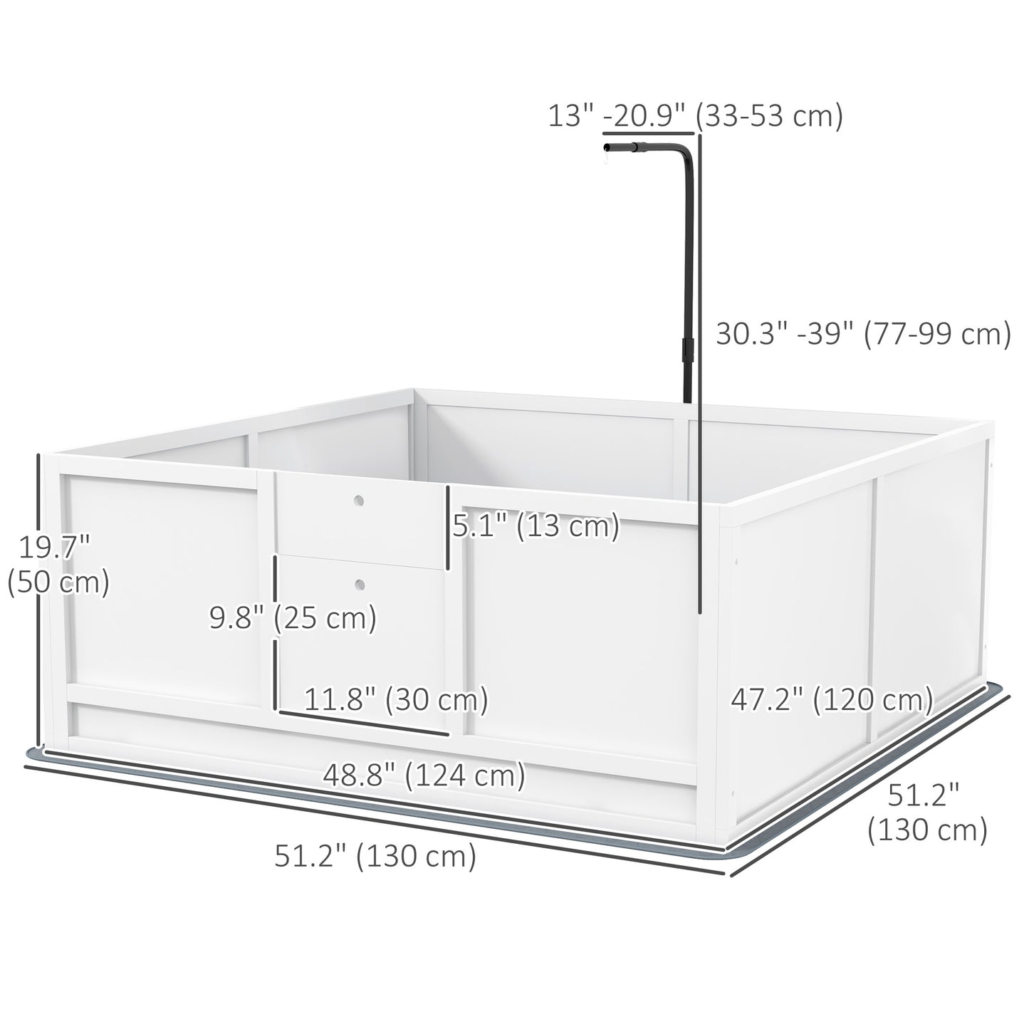 Whelping Box for Dogs with Retractable Light Stand, Waterproof Pad, Rail, Adjustable Height Door, 49" x 47" Houses, Kennels & Pens White  at Gallery Canada