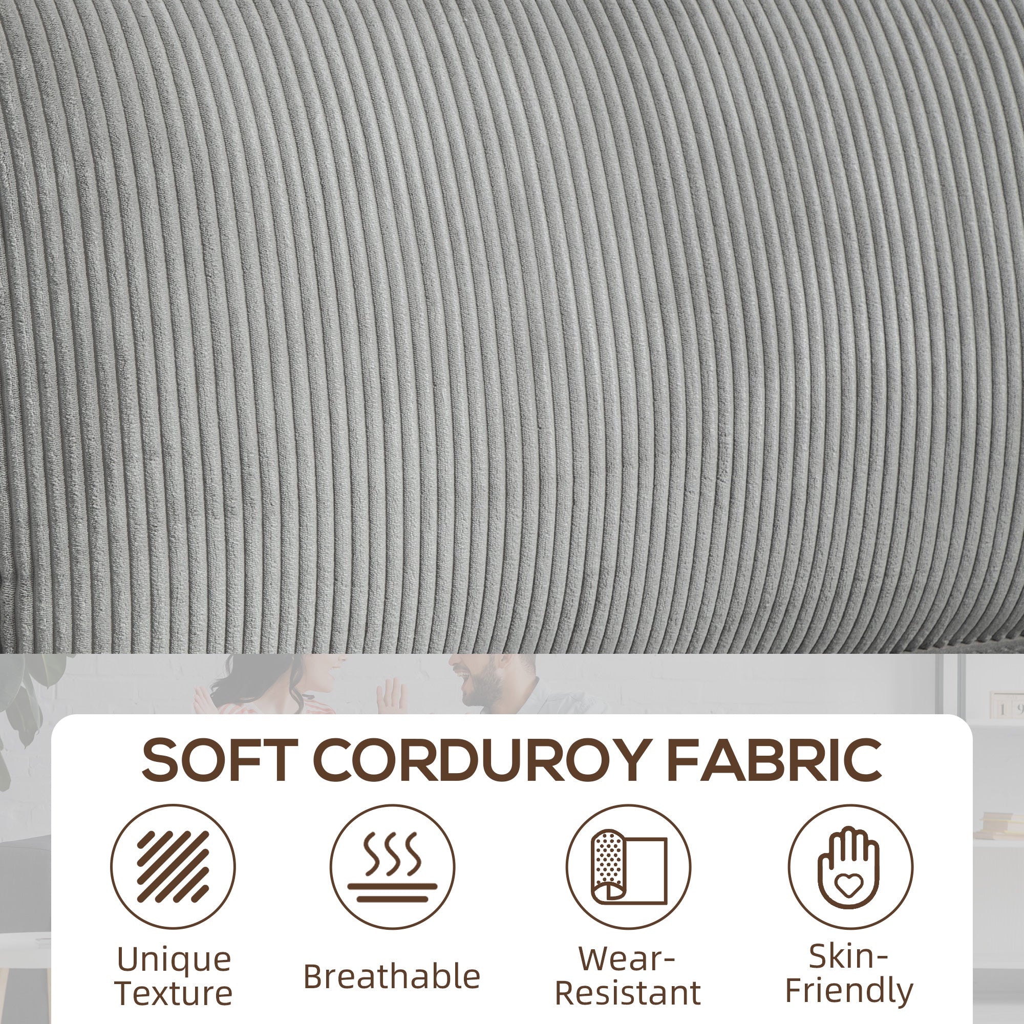 Three Seater Sofa, Fabric 3 Seater Couch with Spring Cushion and Cup Holders for Living Room, Bedroom, Light Grey 3-Seater Sofas at Gallery Canada