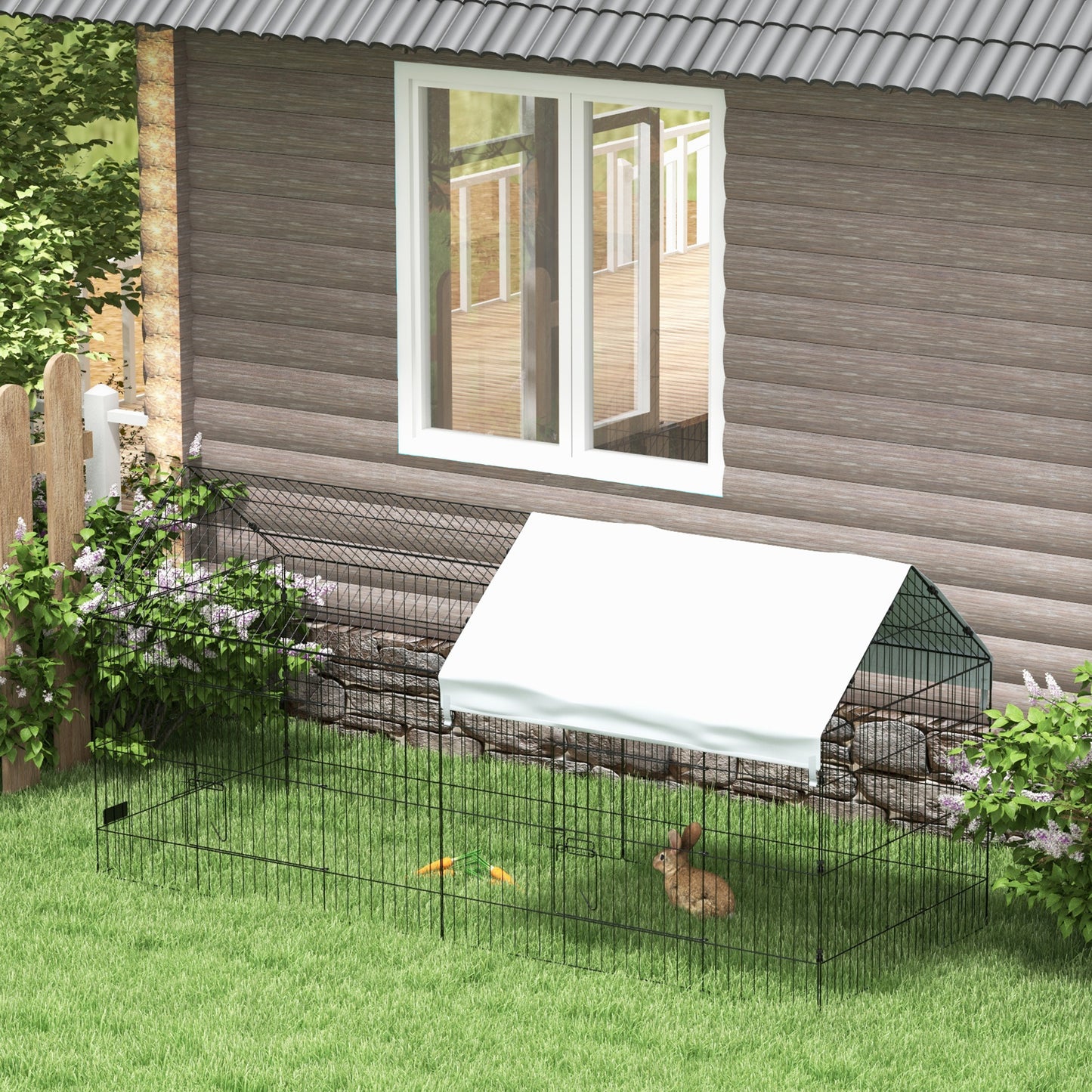 87" Small Animal Cage with Roof, Indoor/Outdoor Use, for Chicken, Rabbits, Chinchillas, Silver Houses & Habitats   at Gallery Canada