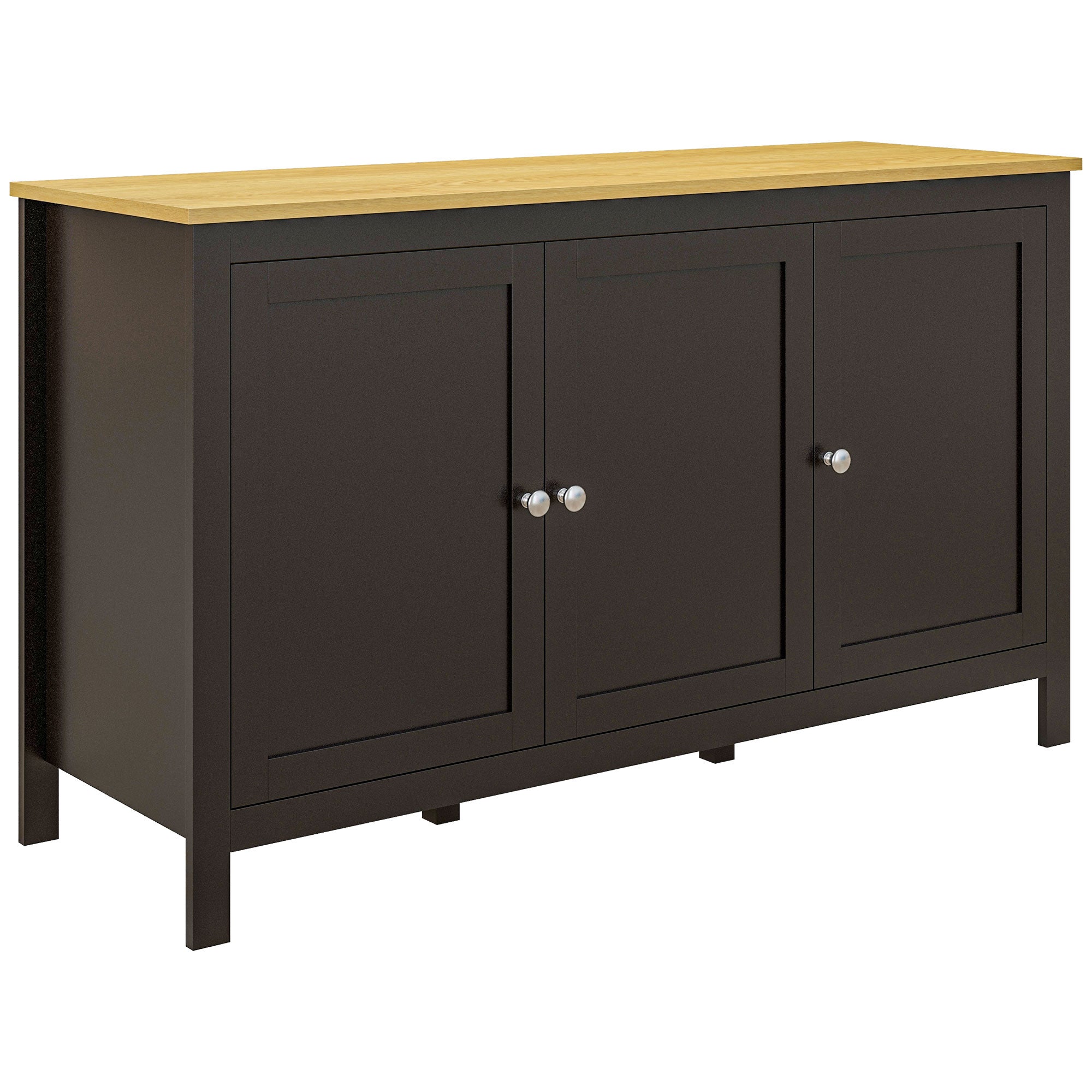 Sideboard, Buffet Cabinet with Doors and Adjustable Shelves for Living Room, Entryway, Black and Natural Kitchen Pantry Cabinets   at Gallery Canada