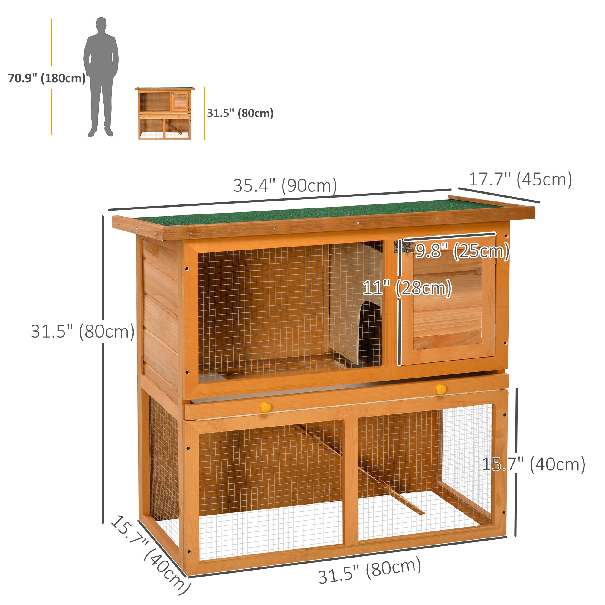 Wooden Rabbit Hutch Small Animal House Cage 2-Level w/ Run Backyard Rabbit Hutch at Gallery Canada