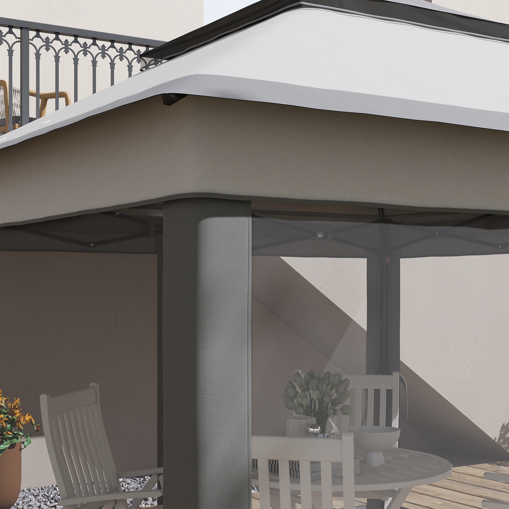 10.7 x 10.7ft Pop Up Gazebo, Adjustable Instant Sun Shelter with UV30+ Roof Cover, Removable Mesh Curtains, Light Grey Pop Up Canopies at Gallery Canada