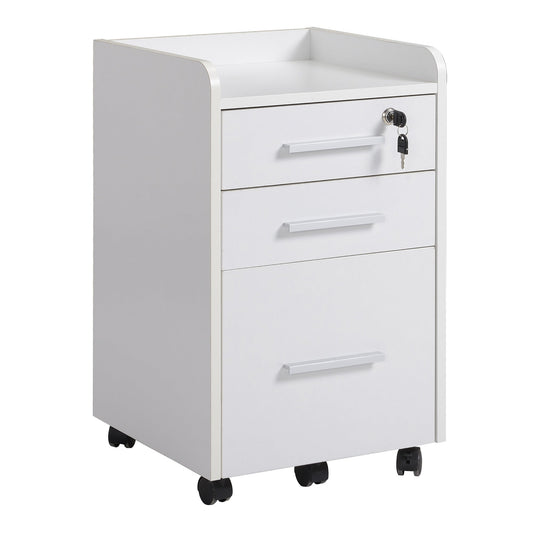 Vertical Filing Cabinet 3-Drawer, Mobile File Cabinet with Lock and Wheels for A4 Letter Size, White Office Cabinets & Cupboards White  at Gallery Canada