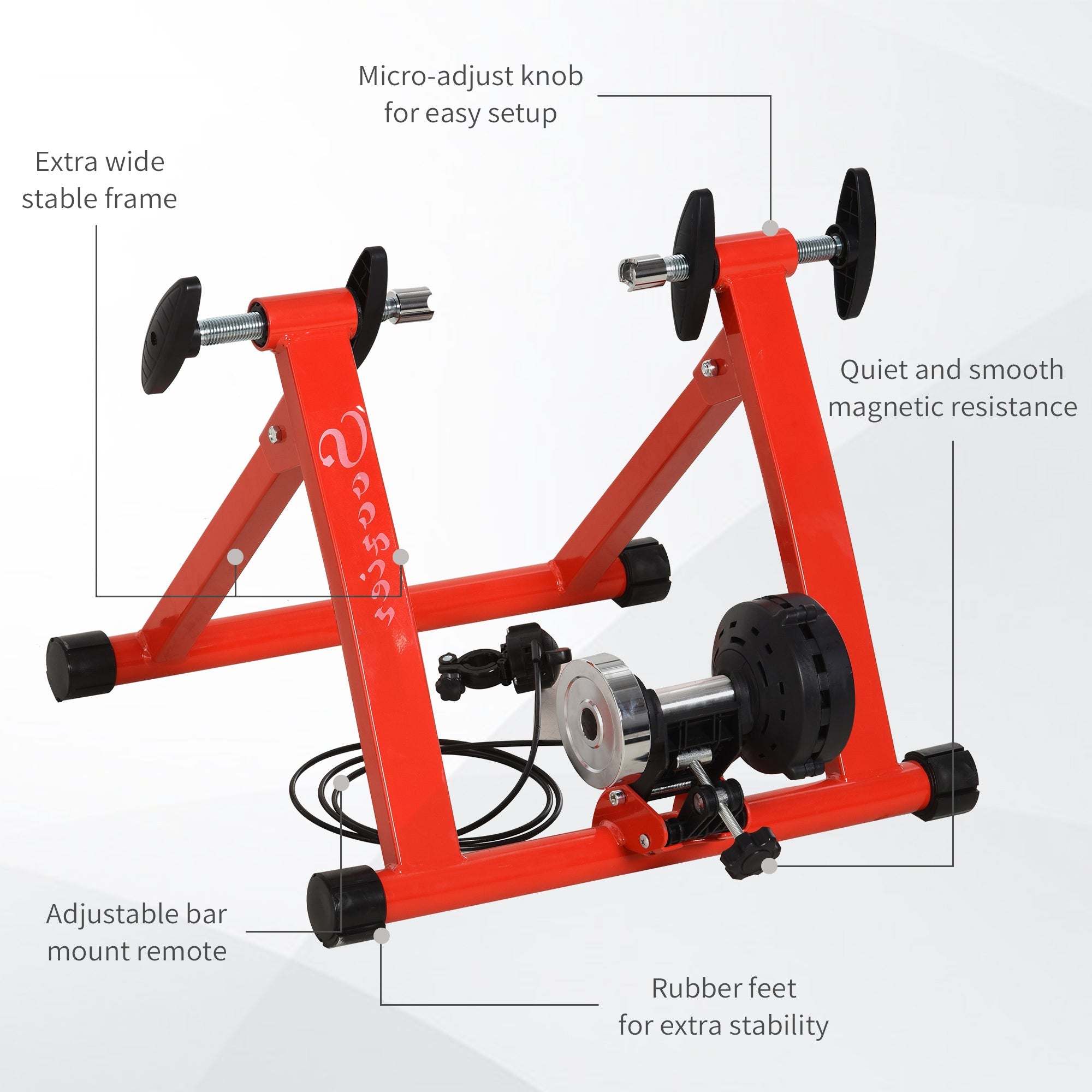 Bike Trainer Magnetic Bicycle Stand Indoor Exerciser w/ Quick Release Skewer, 5 Levels Resistance, Red Bike Trainer Stands   at Gallery Canada