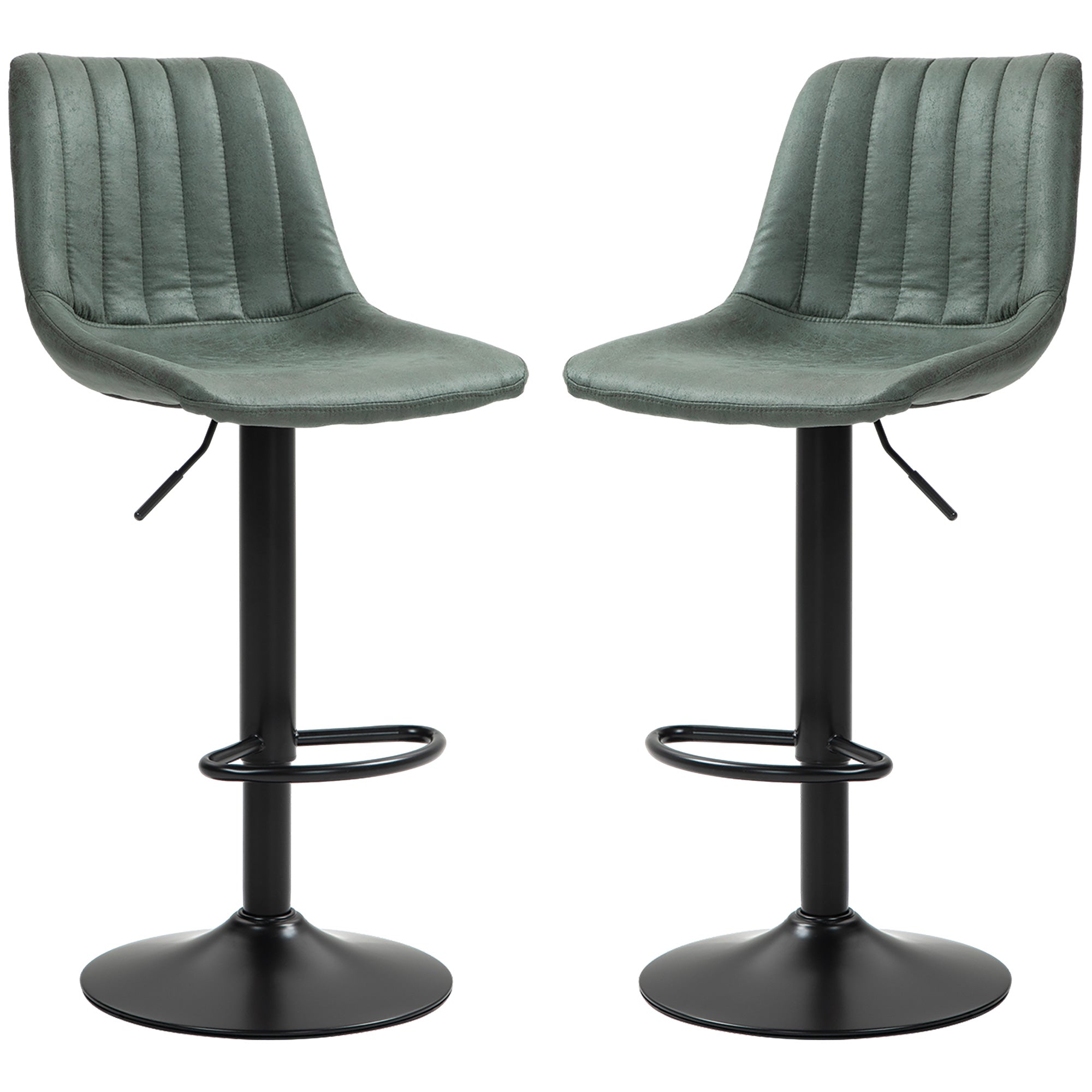 Counter Height Bar Stools Set of 2, Adjustable Height Bar Chairs with Swivel Seat, Leathaire Upholstery Bar Stools   at Gallery Canada