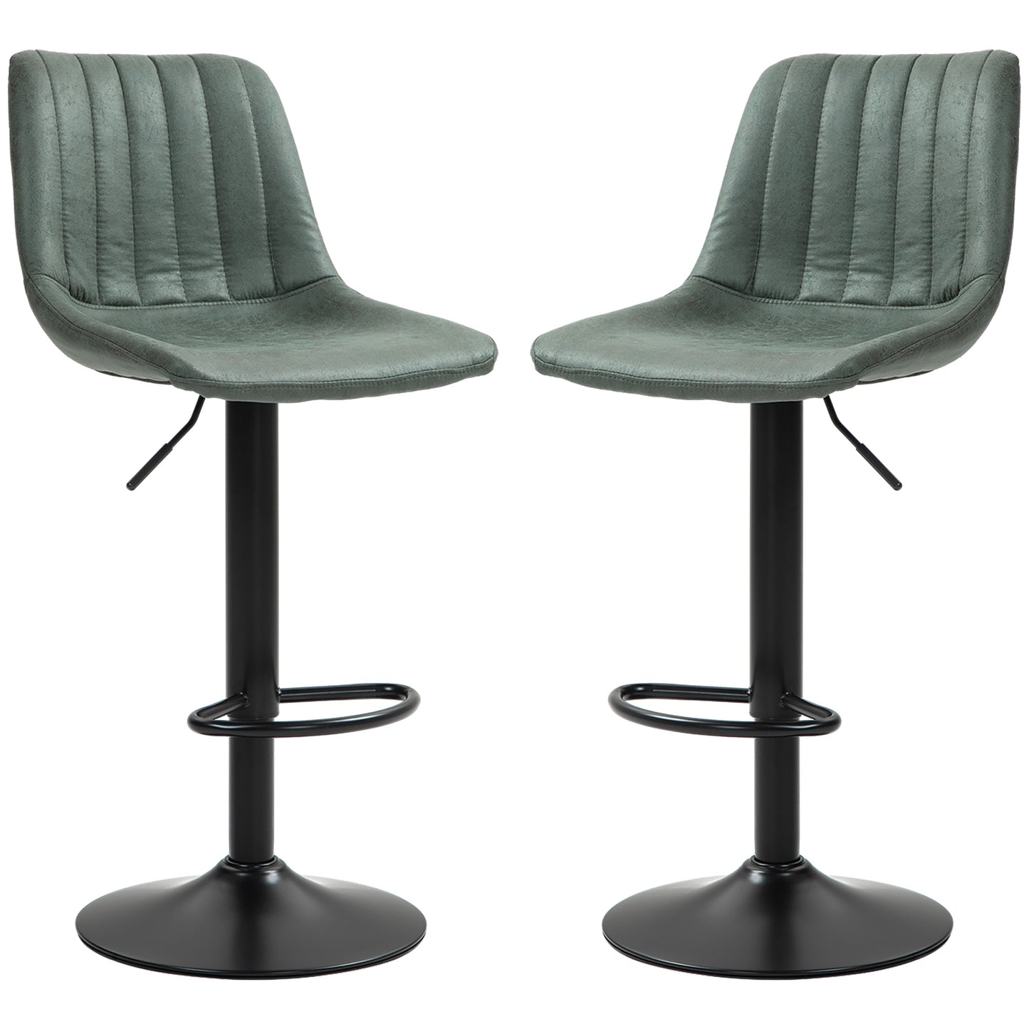 Counter Height Bar Stools Set of 2, Adjustable Height Bar Chairs with Swivel Seat, Leathaire Upholstery Bar Stools   at Gallery Canada