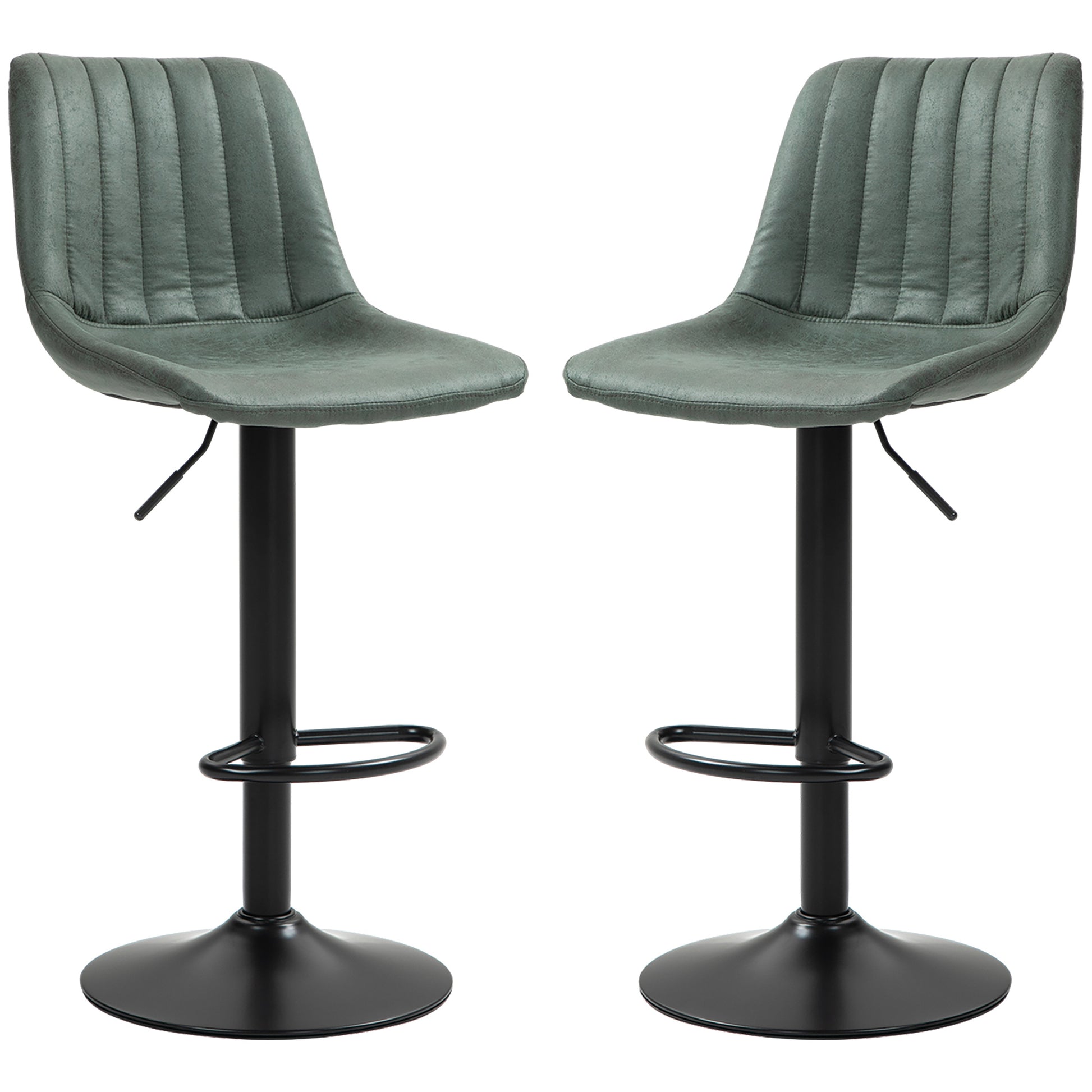 Counter Height Bar Stools Set of 2, Adjustable Height Bar Chairs with Swivel Seat, Leathaire Upholstery Bar Stools   at Gallery Canada