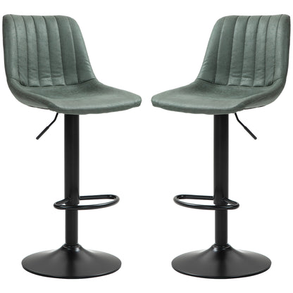 Counter Height Bar Stools Set of 2, Adjustable Height Bar Chairs with Swivel Seat, Leathaire Upholstery Bar Stools   at Gallery Canada