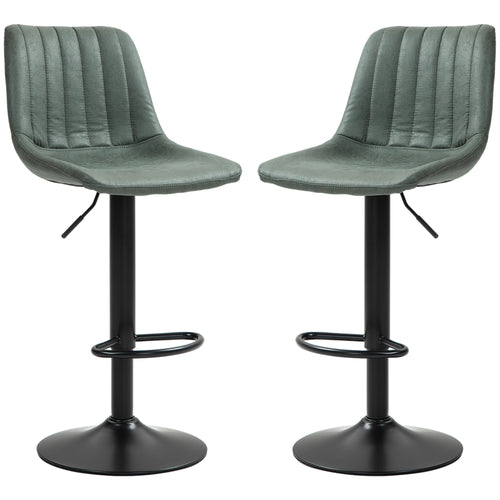 Counter Height Bar Stools Set of 2, Adjustable Height Bar Chairs with Swivel Seat, Leathaire Upholstery