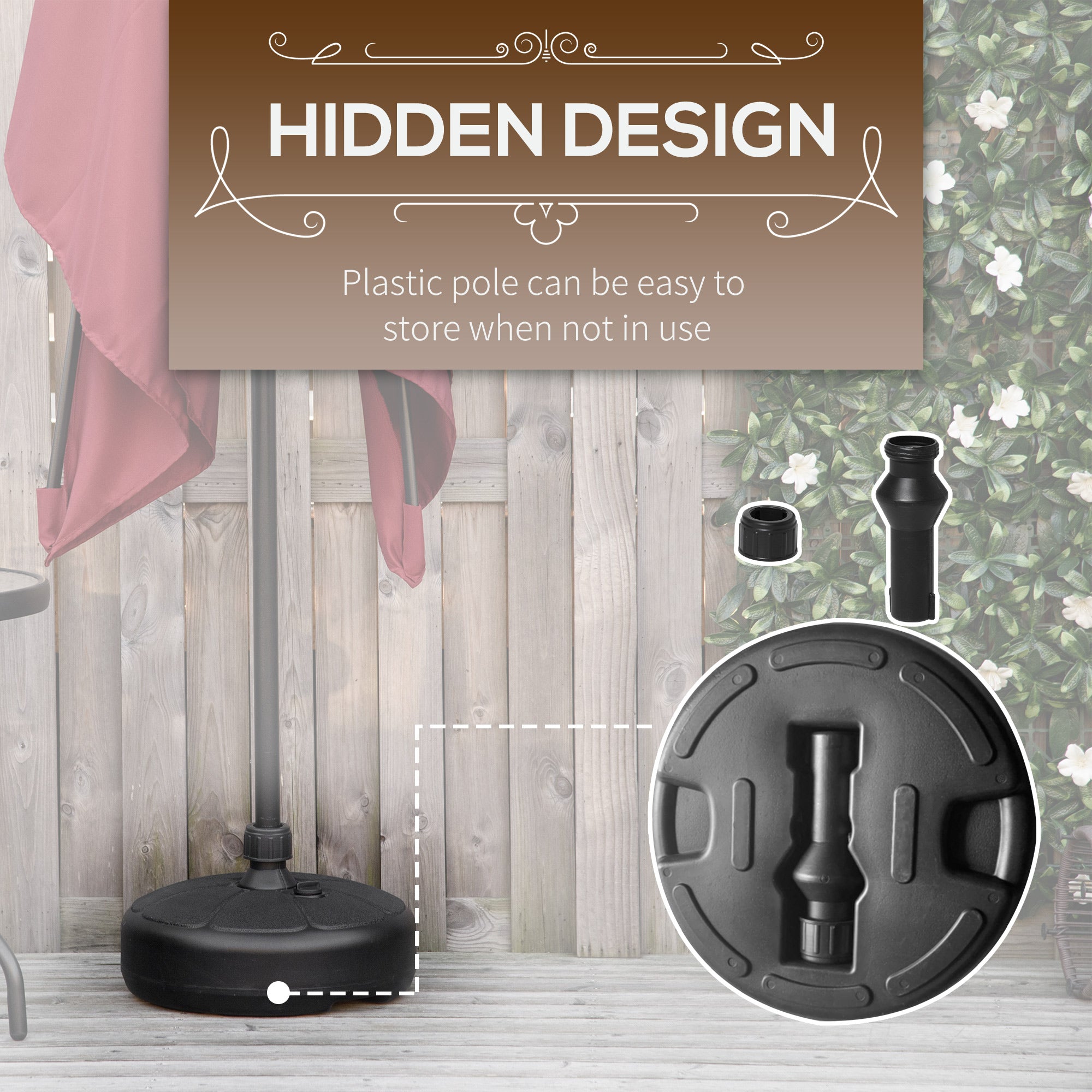 Patio Umbrella Base, Round Umbrella Stand, Water or Sand Filled, Garden Umbrella Holder for 1.26
