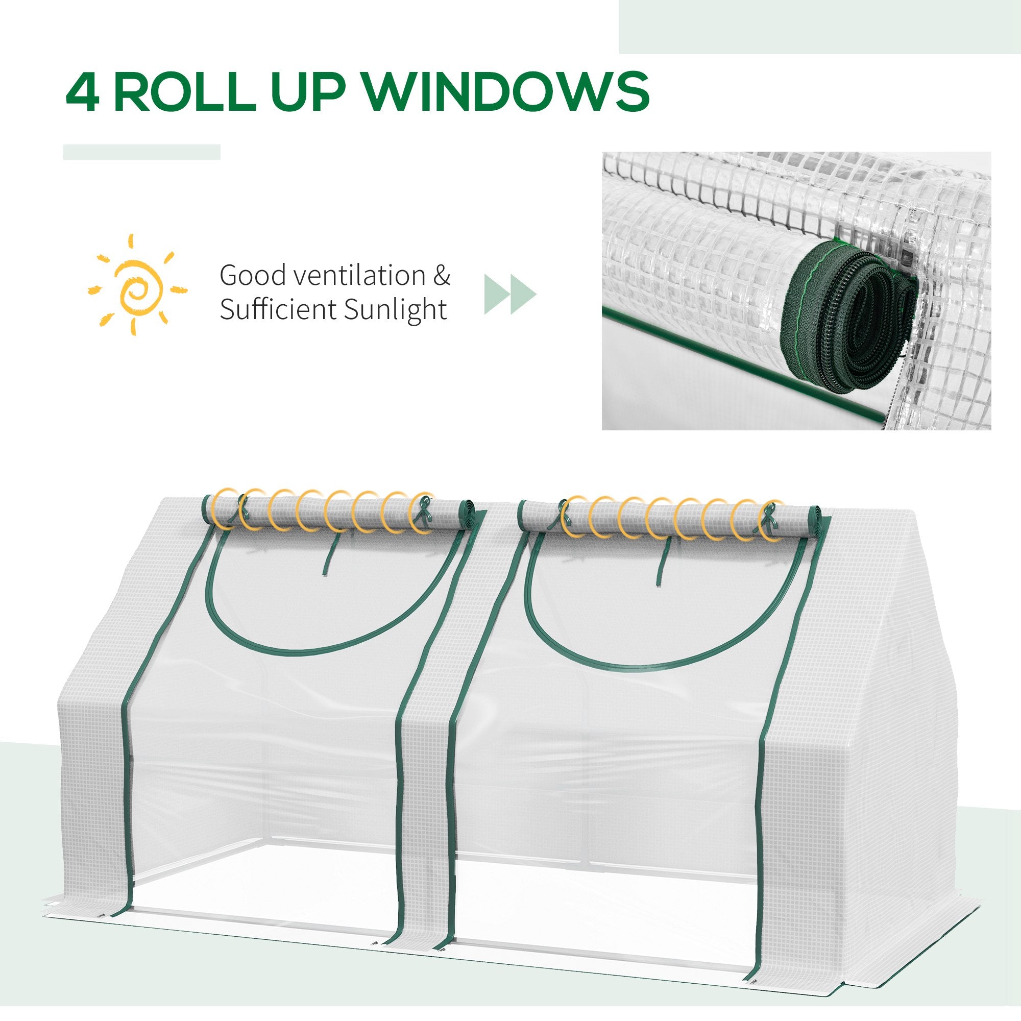6' x 3' x 3' Portable Mini Greenhouse, Garden Green House Kit with 2 PE/Plastic Covers, Steel Frame and 2 Roll Up Zipper Windows, White Mini Greenhouses at Gallery Canada