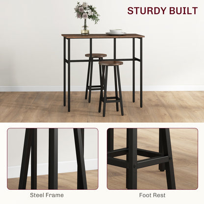 Bar Table Set of 6 Bar Table and Stools for 4 2 Breakfast Tables and 4 Stools for Living Room Dining Room Rustic Brown Bar Sets   at Gallery Canada