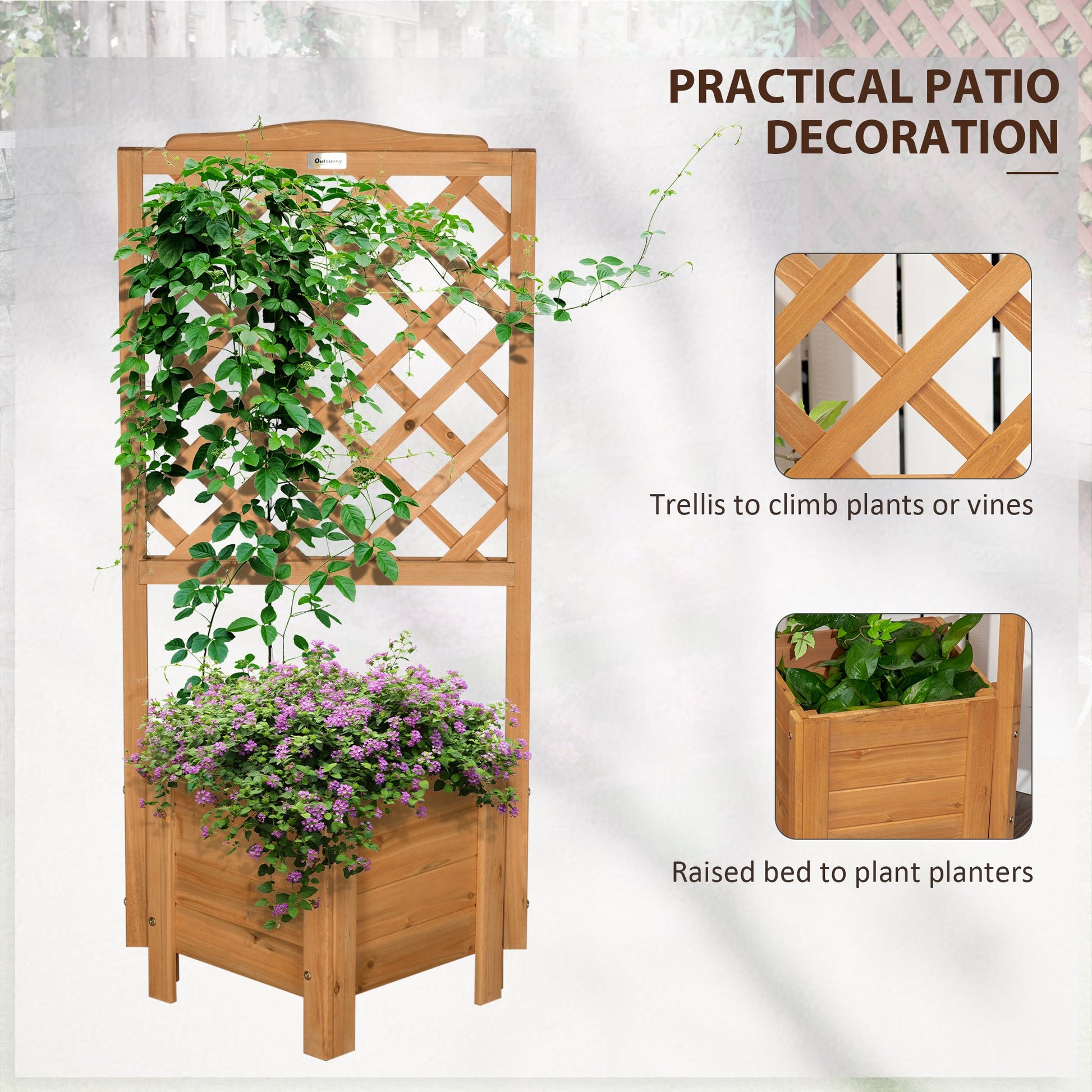 Wood Planter with Trellis, Raised Garden Bed to Grow Vegetables, Herbs, and Flowers for Backyard, Patio, Deck Wooden Planter Boxes   at Gallery Canada