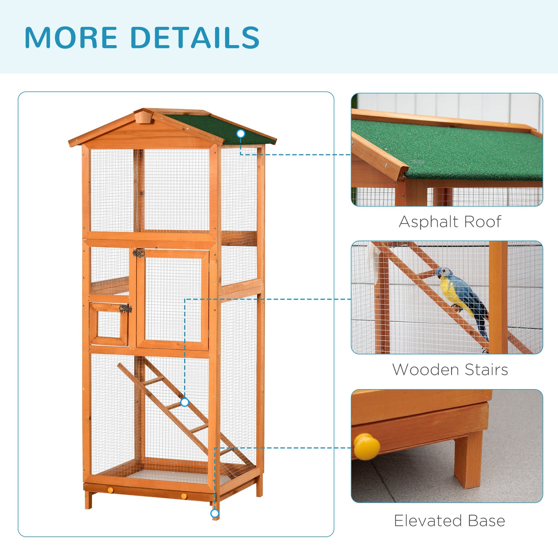 65" Outdoor Wooden Birdcage Aviary with Pull Out Tray, Orange Bird Cages   at Gallery Canada