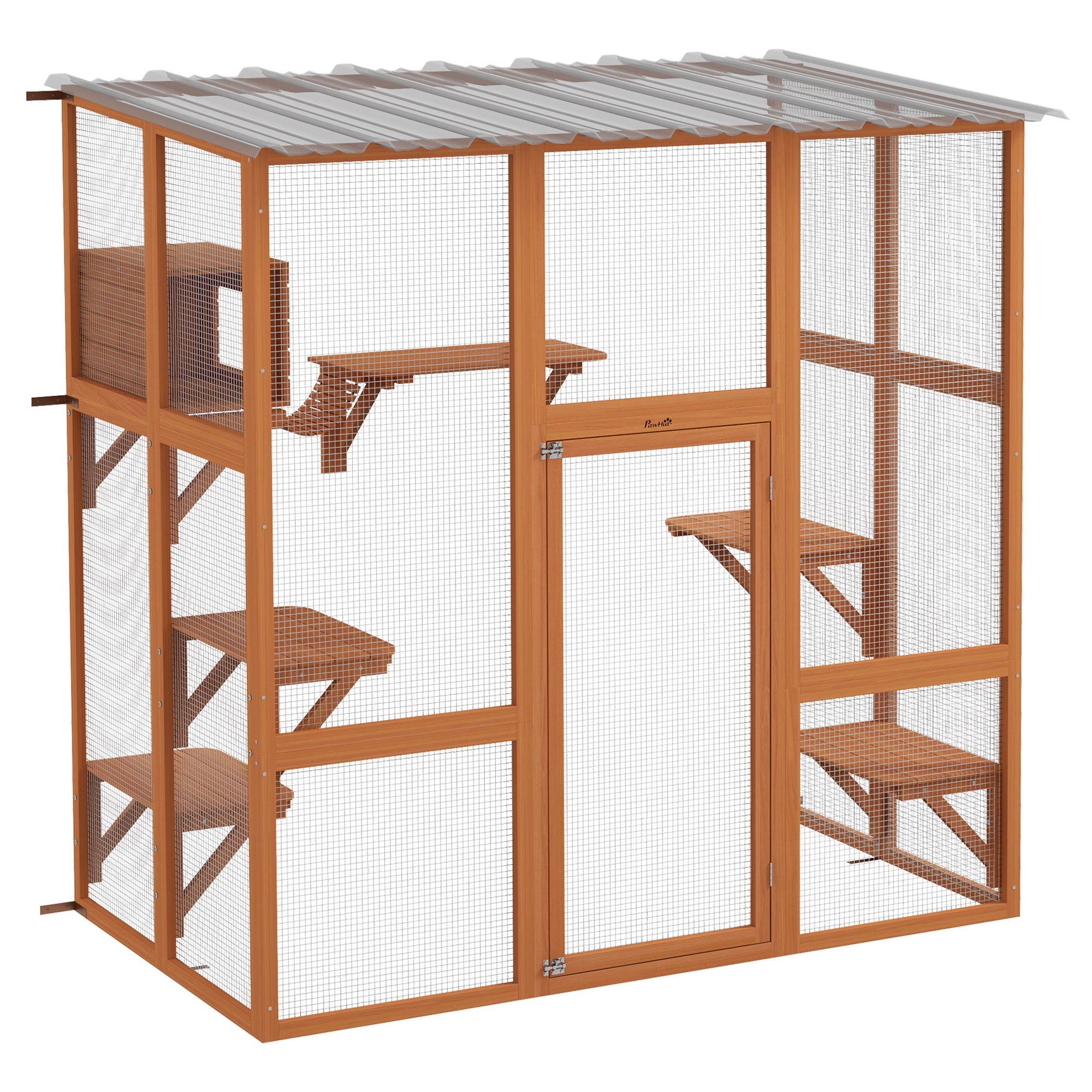 Outdoor Cat Enclosure Window Box with Weatherproof Roof, Bridge, Resting Box, Platforms, for 2 Kittens, Orange Outdoor Cat Enclosures at Gallery Canada