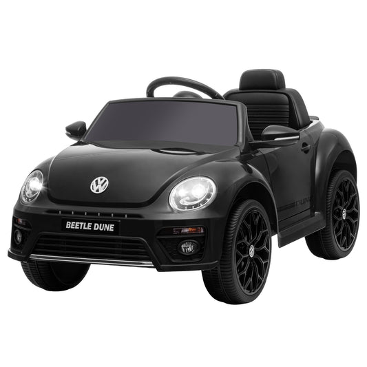 12V Volkswagen Beetle Licensed Electric Car for Kids w/ Remote Control, 4 Spring Suspension Wheels, Soft Start, Black Electric Toy Cars   at Gallery Canada