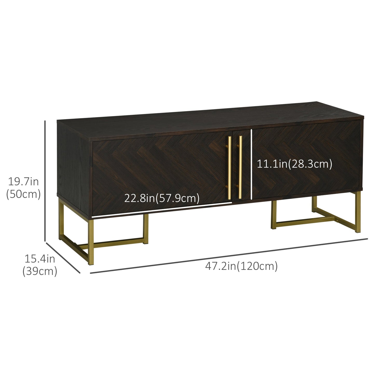 TV Stand for 55 inches, TV Cabinet with 2 Door Cabinets, 2 Cable Managements and Adjustable Shelves, Natural TV Stands   at Gallery Canada