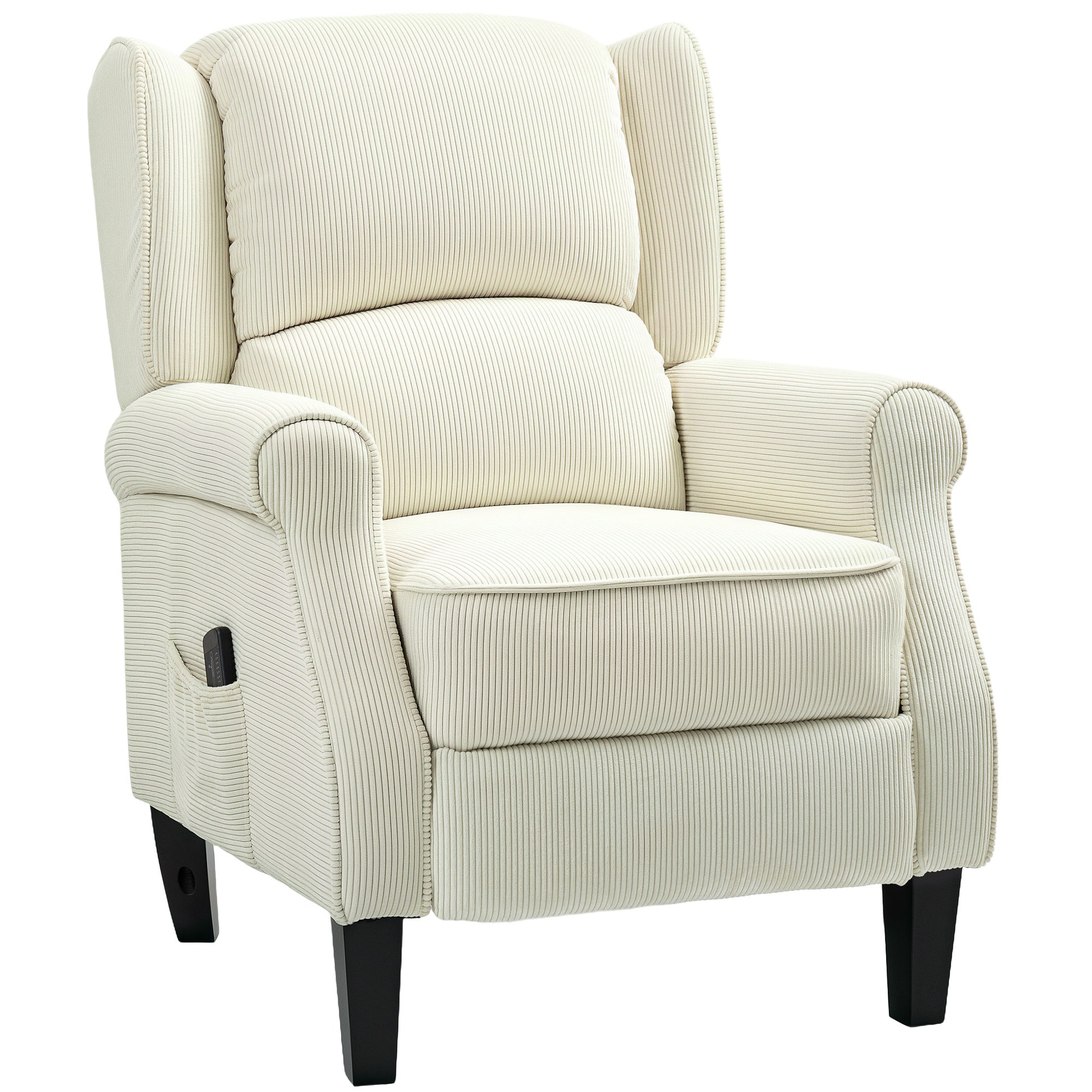 Push Back Recliner Chair, Vibration Massage Recliner for Living Room with Extendable Footrest, Remote, Pocket, Cream Sofas & Reclining Chairs at Gallery Canada