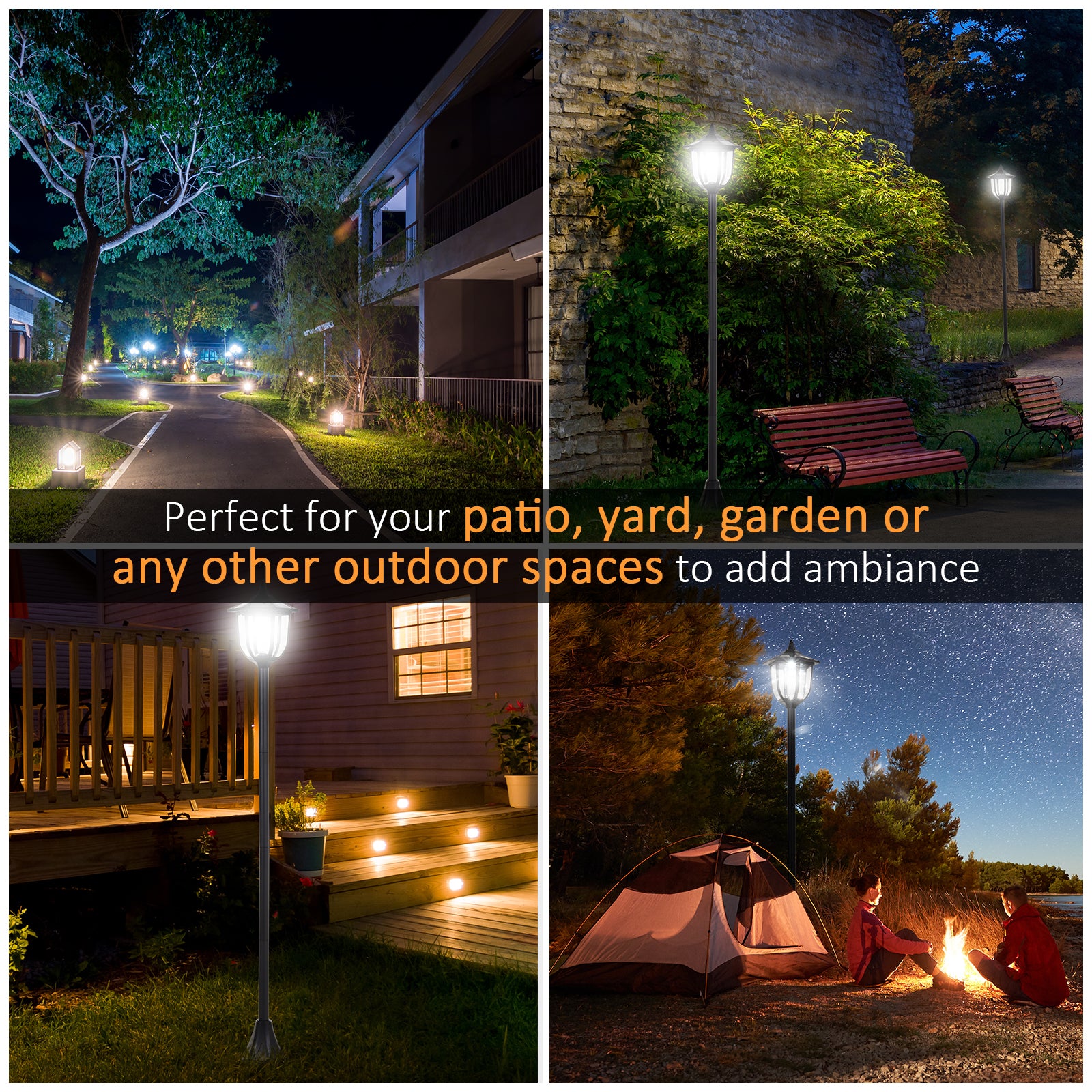 Solar Torch Lights Outdoor Garden Lighting 6 LED Water-Resist Auto On/Off 6 Hours Solar Post Lamps at Gallery Canada