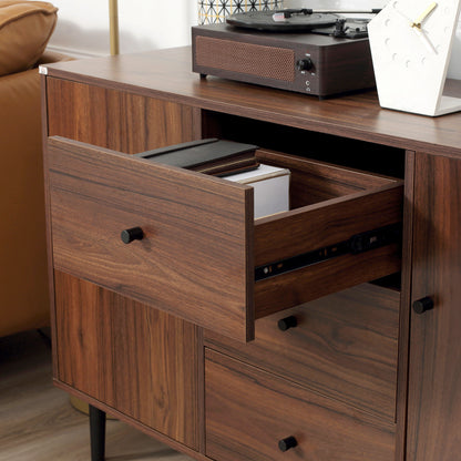 Kitchen Storage Sideboard, Buffet Cabinet with 2 Cupboard, 3 Drawers and Adjustable Shelves for Living Room Rustic Brown Bar Cabinets at Gallery Canada