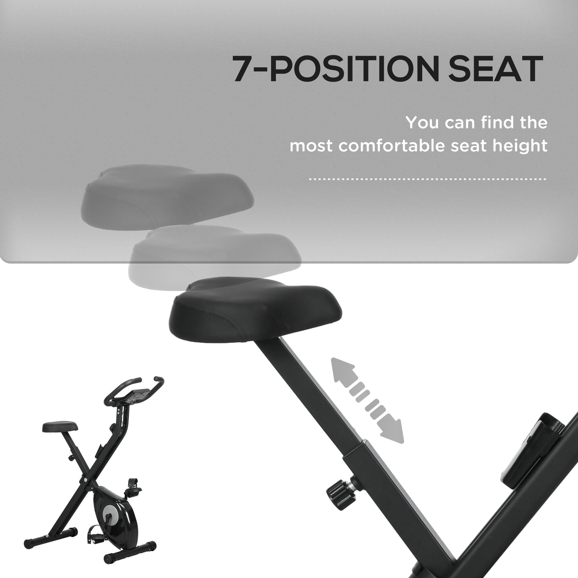 Foldable Exercise Bike Indoor Stationary Bike w/ 8-Level Magnetic Resistance LCD Screen Phone Holder for Home Gym Black Exercise & Stationary Bikes at Gallery Canada