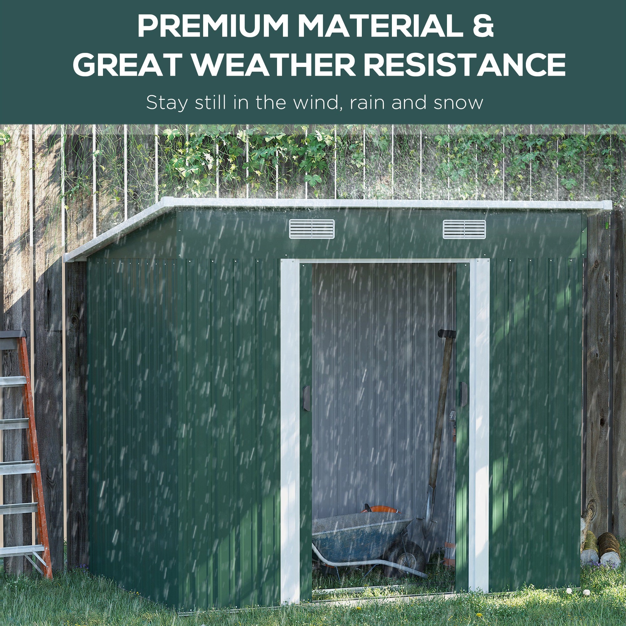 7'x 4' Metal Patio Storage Shed Garden Lockable Shed Tool Utility Storage Unit, Green Sheds at Gallery Canada