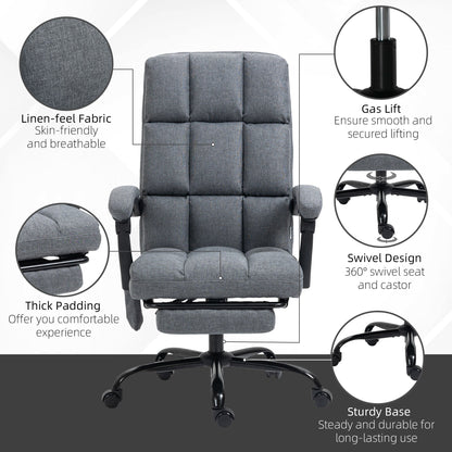 High-Back Vibration Massaging Office Chair, Reclining Office Chair with USB Port, Remote Control, Side Pocket and Footrest, Dark Grey Massage Chairs   at Gallery Canada