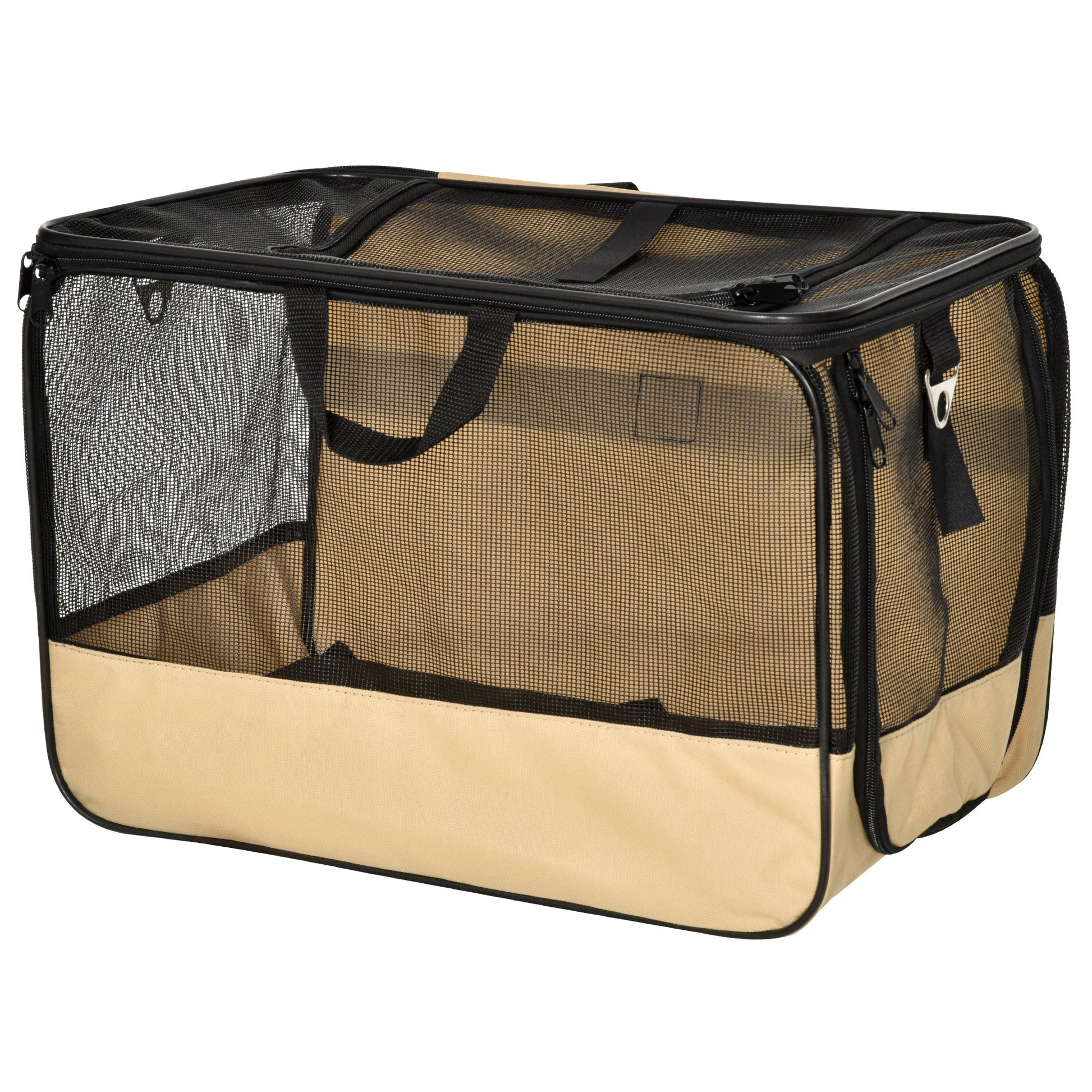 D00-064 Folding Pet Car Seat Dog Cat Carrier Dog Bike Trailers & Strollers Beige and Black  at Gallery Canada