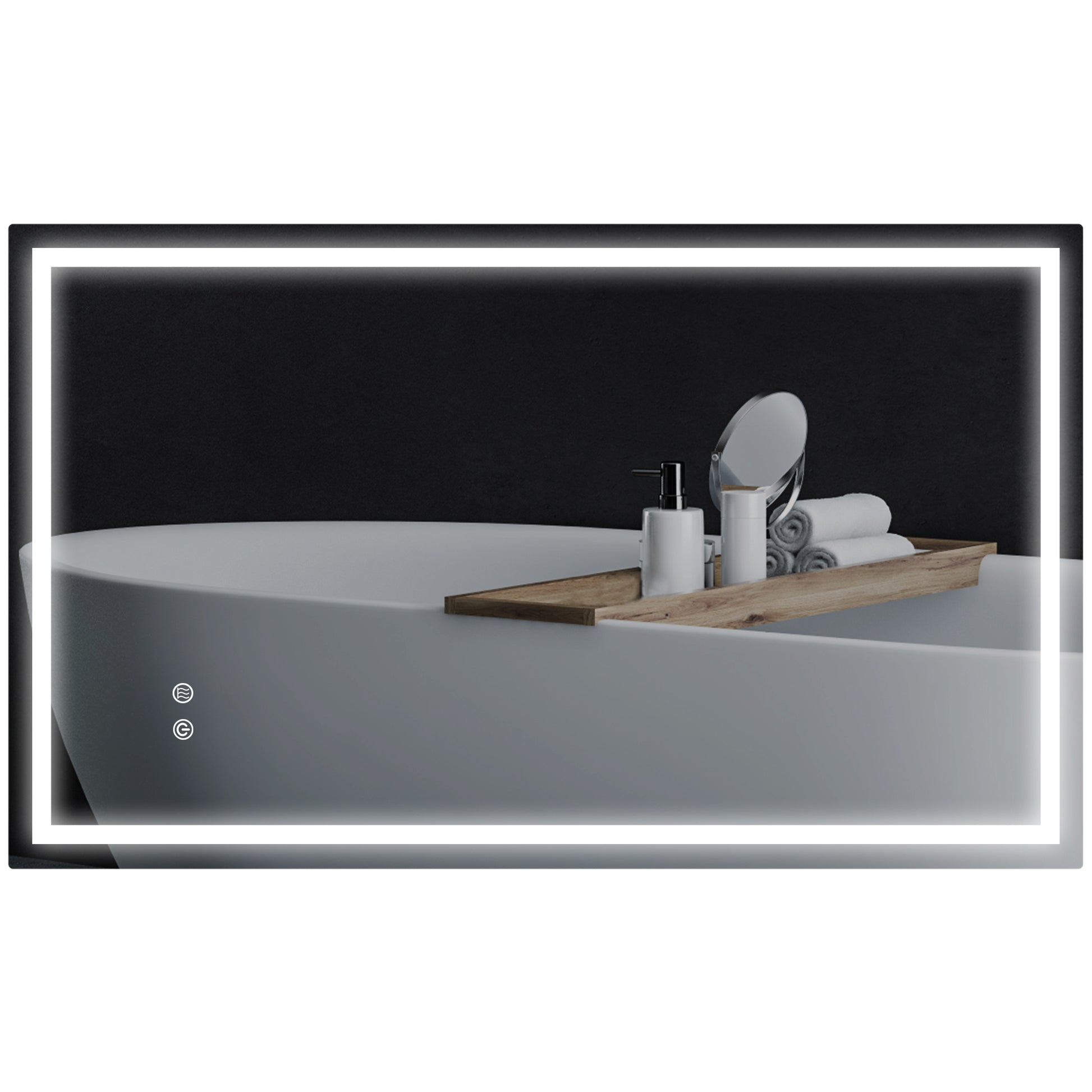 39" x 24" Bathroom Mirror with LED Lights, Wall Mounted Vanity Mirror with Anti-Fog Pad and Touch Button, Clear Wall Mirrors at Gallery Canada