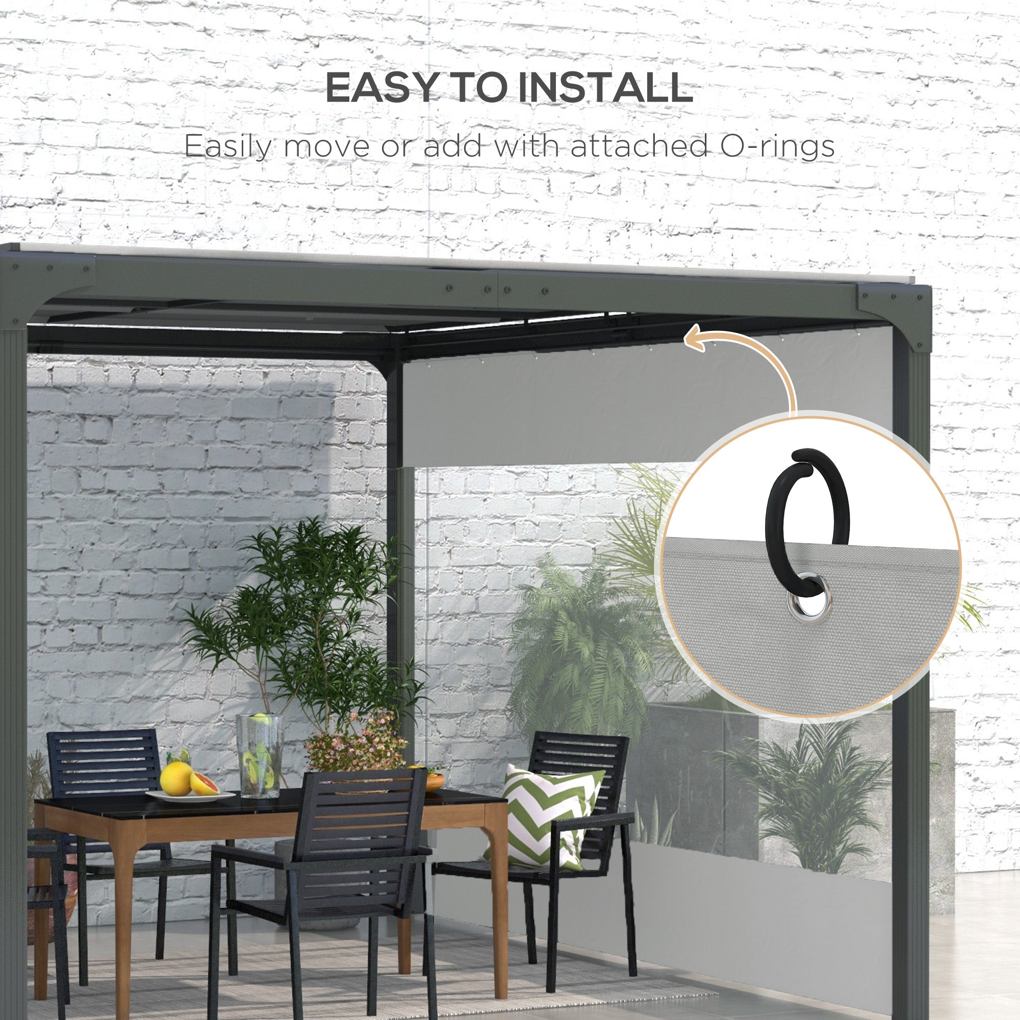 Pergola Gazebo Curtains for 10' x 10' Pergola, 2 Pack Side Panels Replacement with Large Windows and Zipped Doors Gazebo Sidewalls at Gallery Canada