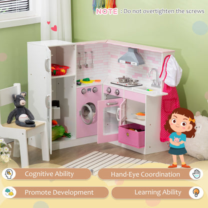 Wooden Kids Kitchen Playset with Light, Sound, Storage, Ice Maker, White Play Kitchen   at Gallery Canada