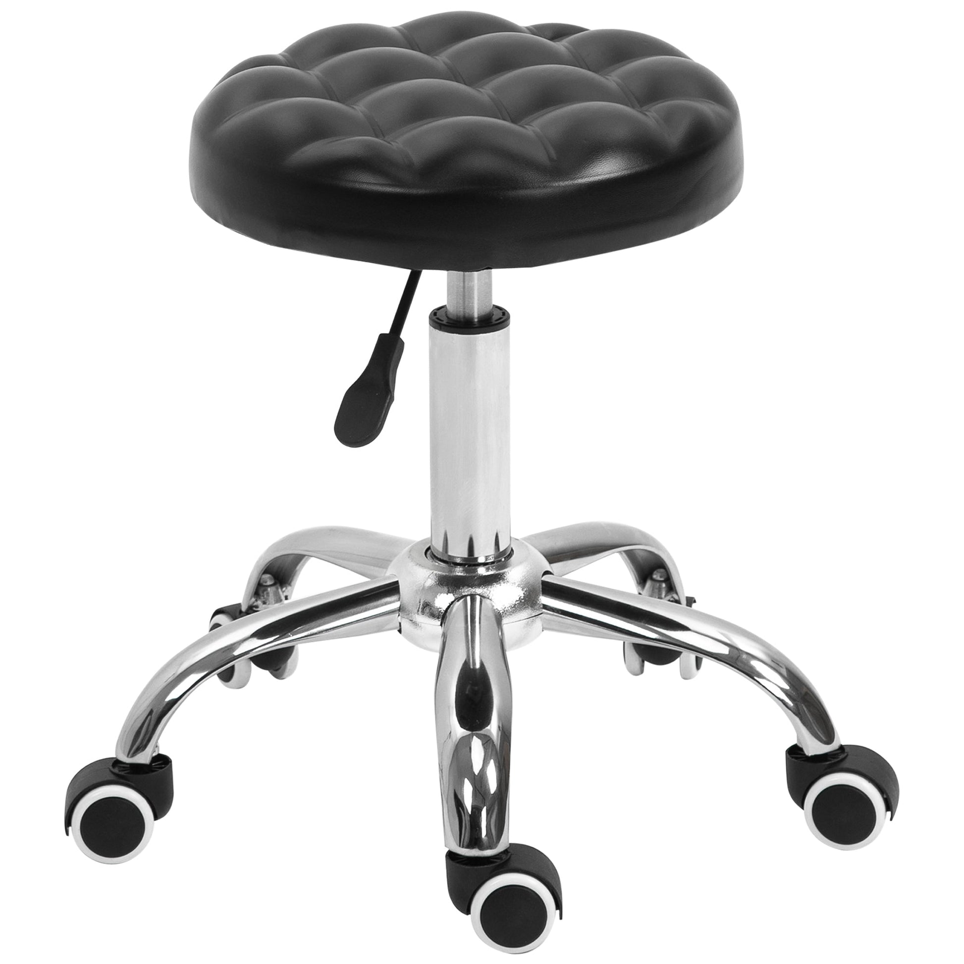 Rolling Swivel Padded Salon Stool with Adjustable Height Wheeled Tattoo Massage Chair Beauty SPA Bar Seat with Thick Padded Black Salon Stools Black  at Gallery Canada