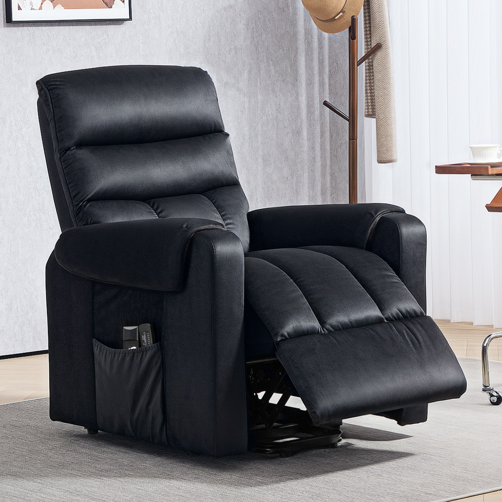 Lift Chair for Elderly, Massage Recliner Chair with 8 Vibration Points, Footrest, Remote Control, Side Pockets, Black Sofas & Reclining Chairs at Gallery Canada