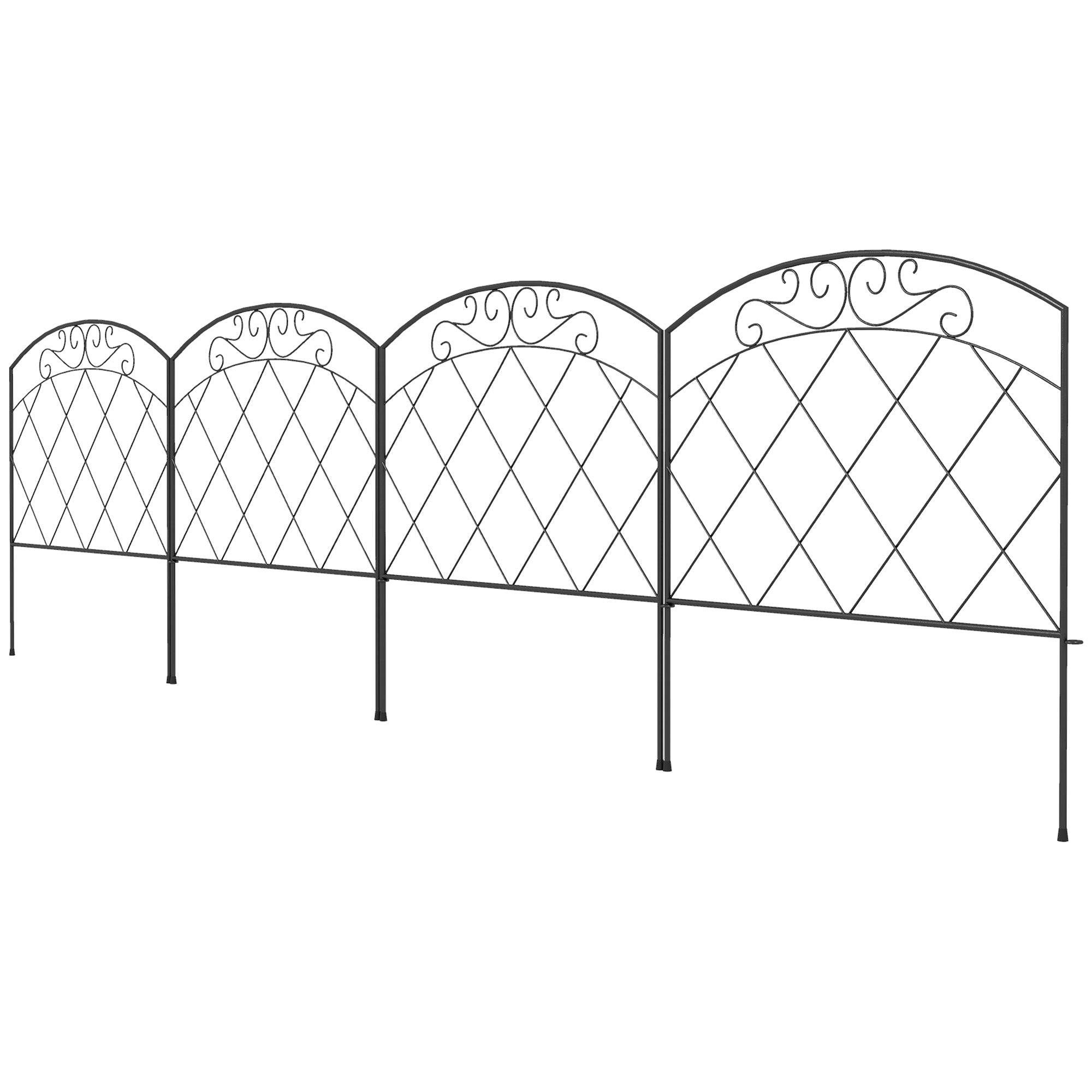 4 Pack Garden Fencing for Yard, Decorative Fence Panels as Animal Barrier and Flower Edging, Swirls Garden Fences Black at Gallery Canada