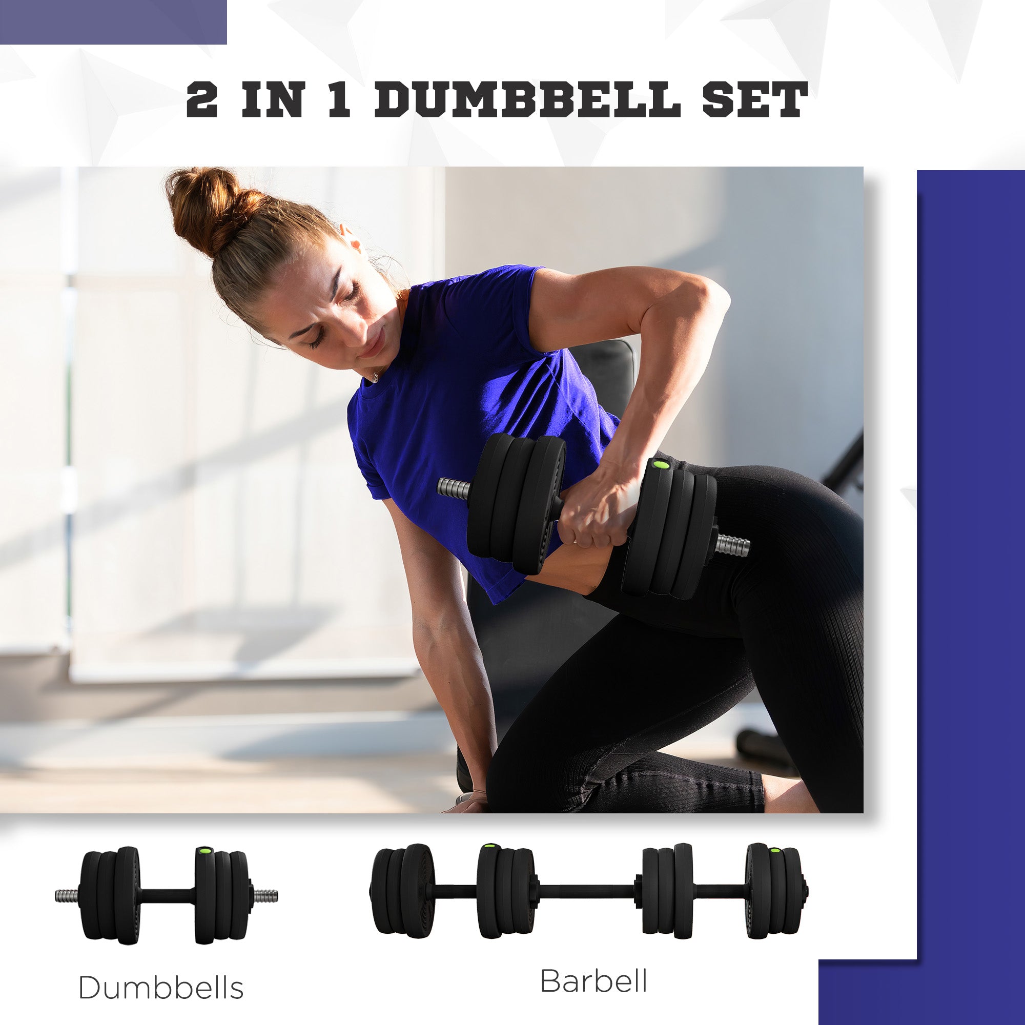 44LBS 2-in-1 Adjustable Barbell &; Dumbbells Set, Weights Set with Non-slip Handles for Men and Women Home Gym Training Dumbbells & Barbells at Gallery Canada