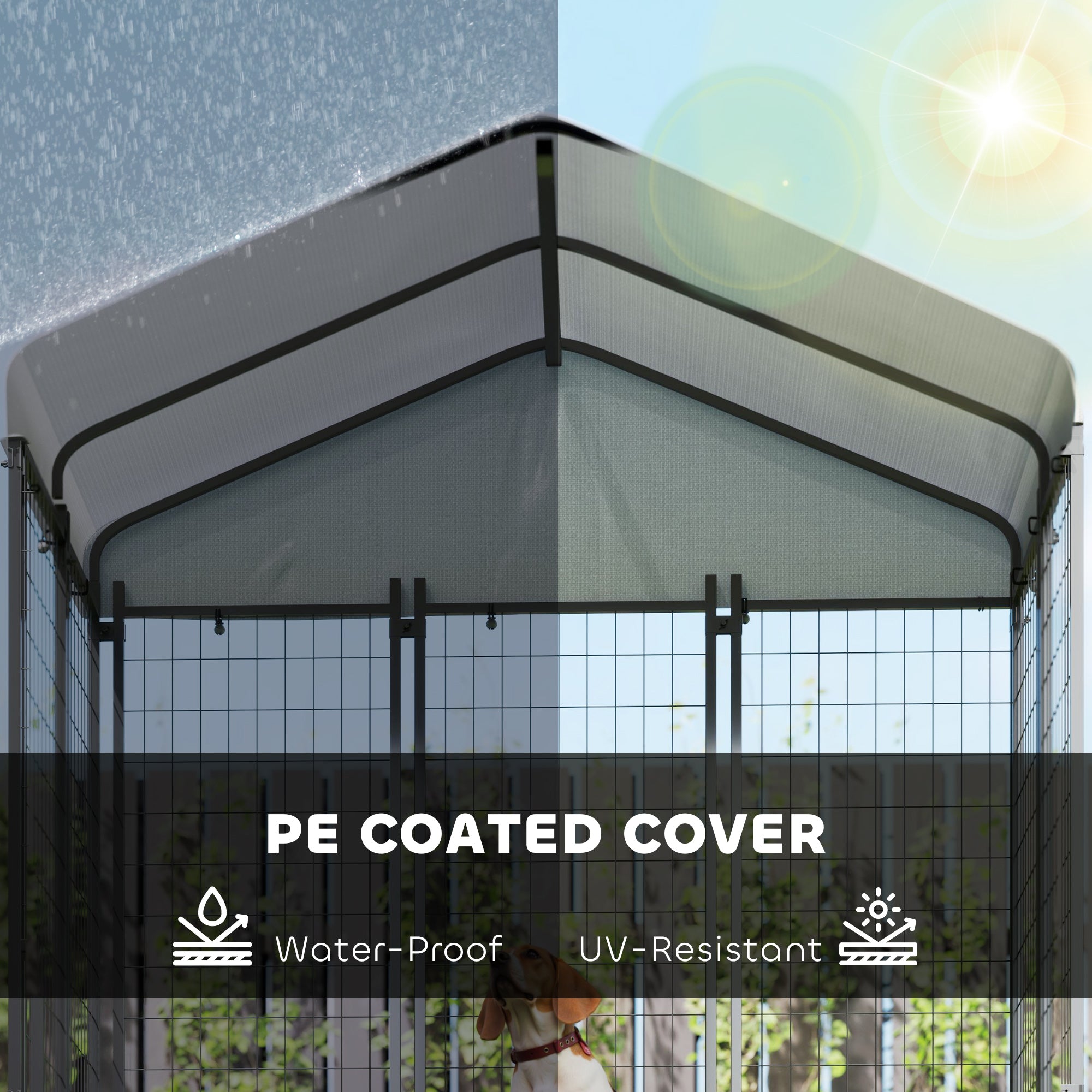 Outdoor Dog Kennel with Waterproof UV-Resistant Cover, for Medium and Small Dogs, 6' x 4' x 6', Silver Houses, Kennels & Pens at Gallery Canada