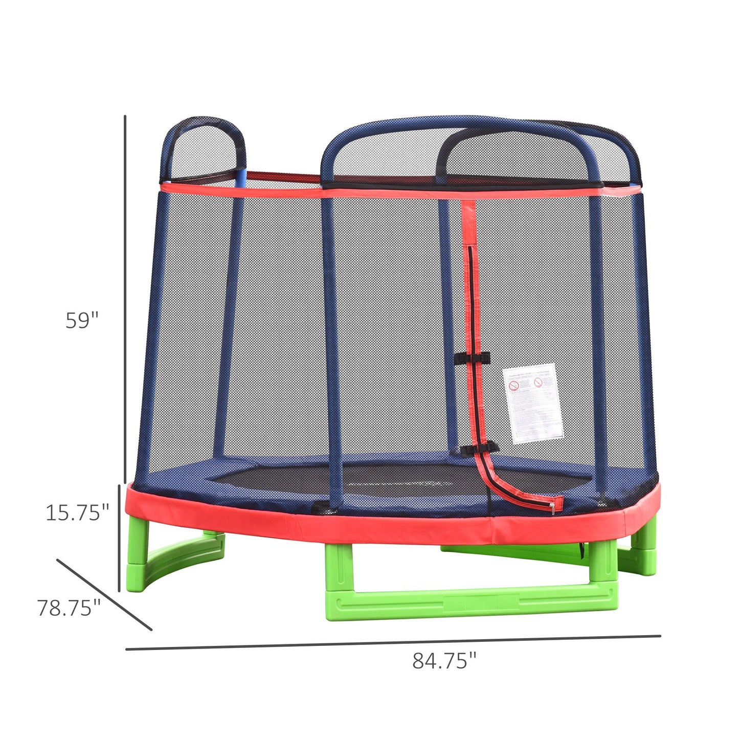 84.75" Kids Trampoline 7 FT Indoor Outdoor Trampolines with Safety Net Enclosure Built-in Zipper Padded Covering, for Boys and Girls, Red Trampolines   at Gallery Canada