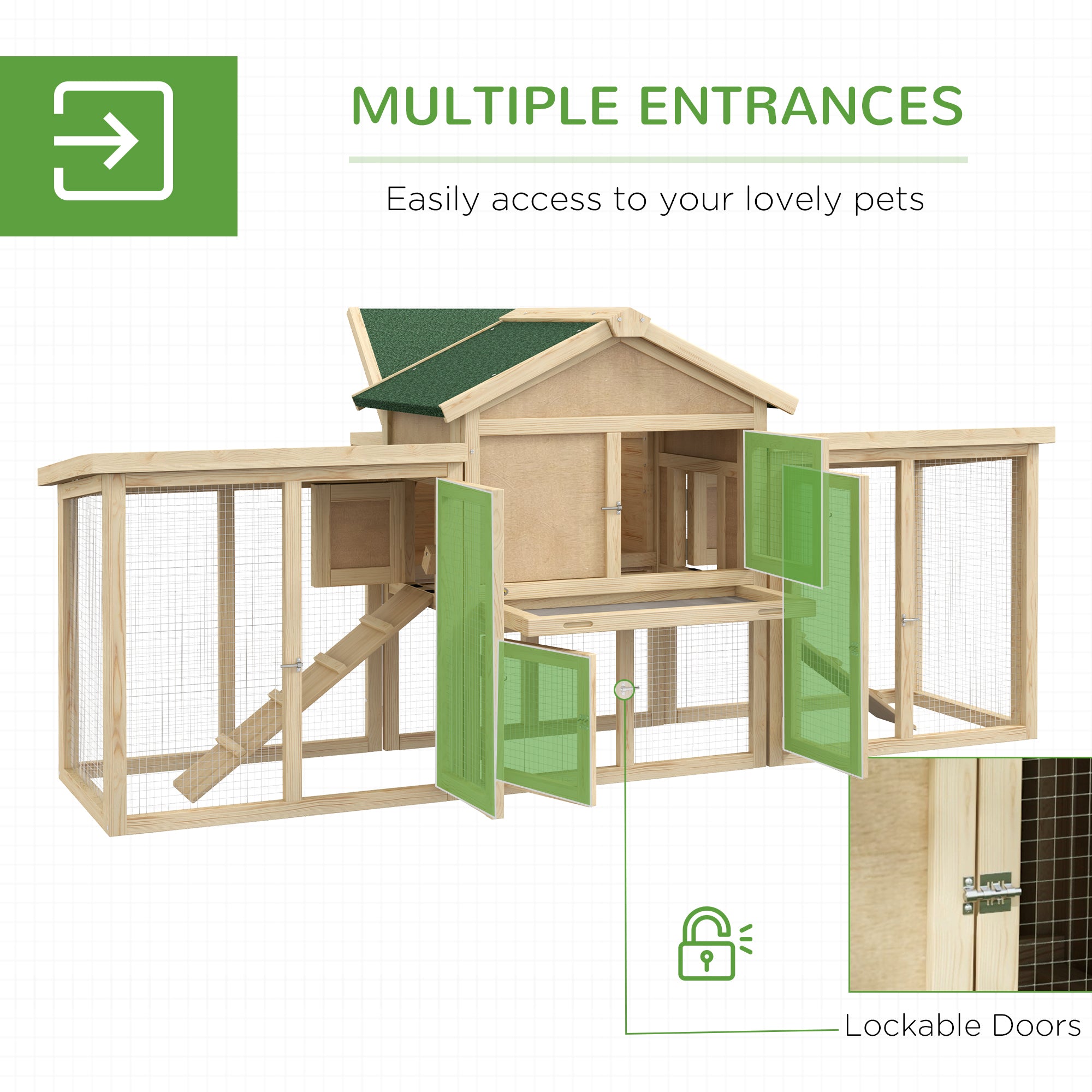 Wooden Chicken Coop, Outdoor Backyard Garden Large Rabbit Hutch with Nesting Box, Run, Ramp, Drawer Chicken Coops at Gallery Canada