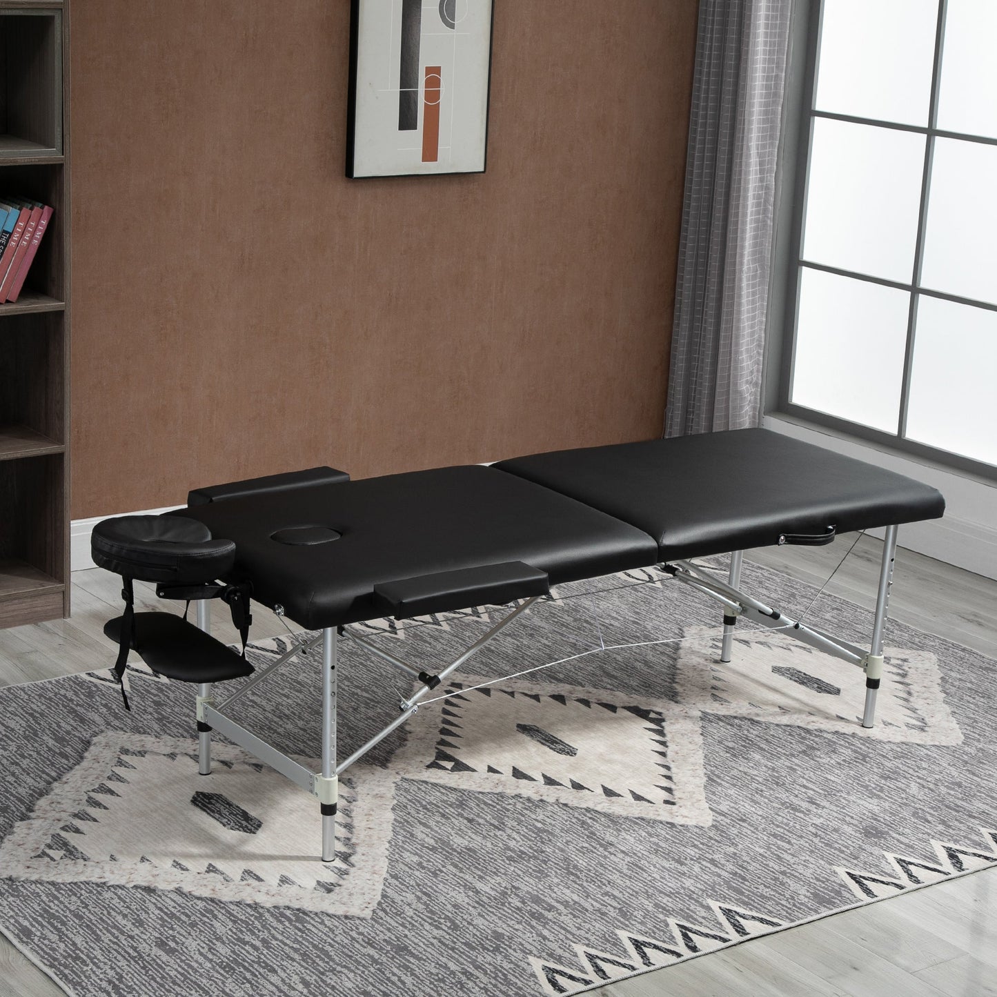 73" 2 Section Foldable Massage Table Professional Salon SPA Facial Couch Tatoo Bed with Carry Bag Black Portable Massage Tables   at Gallery Canada