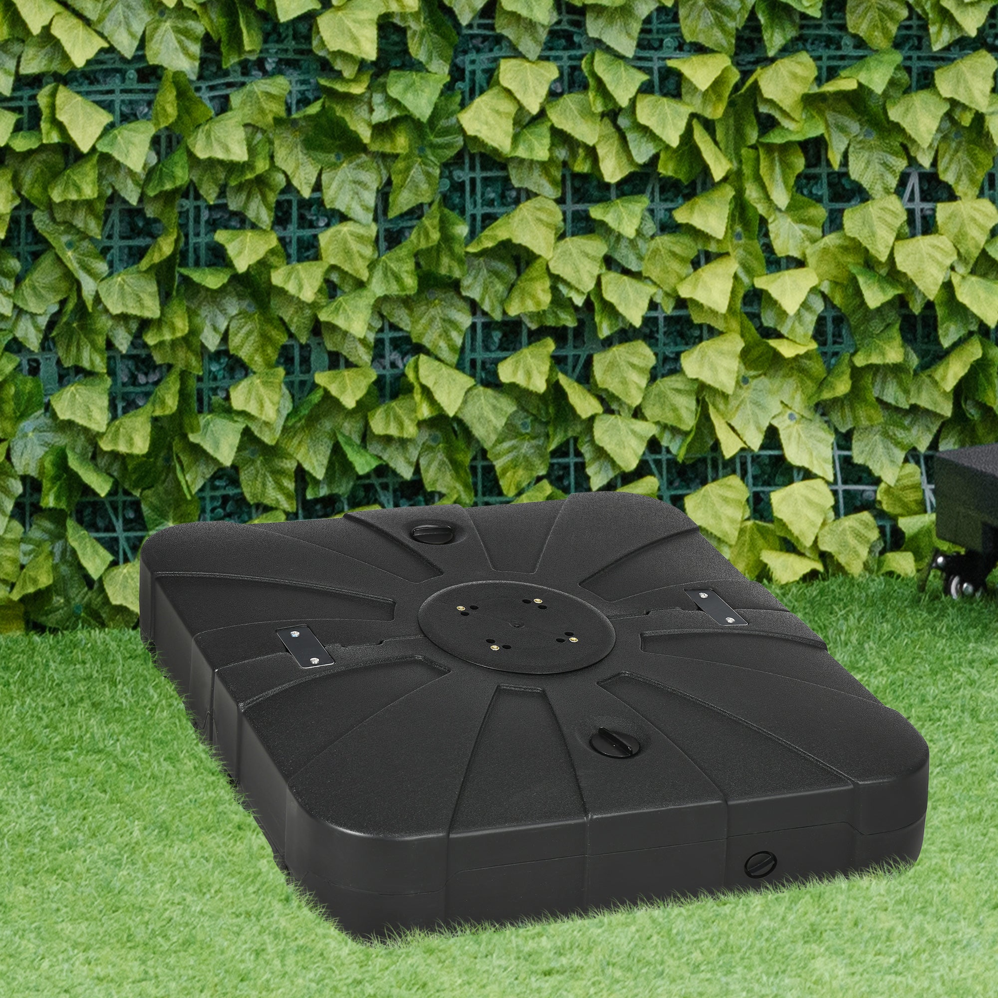 Fillable Cantilever Patio Umbrella Base with Wheels, Heavy-duty Offset Umbrella Weights with Spouts and Cross Base, 285lbs Sand or 220lbs Water Filled, Black Umbrella Bases at Gallery Canada