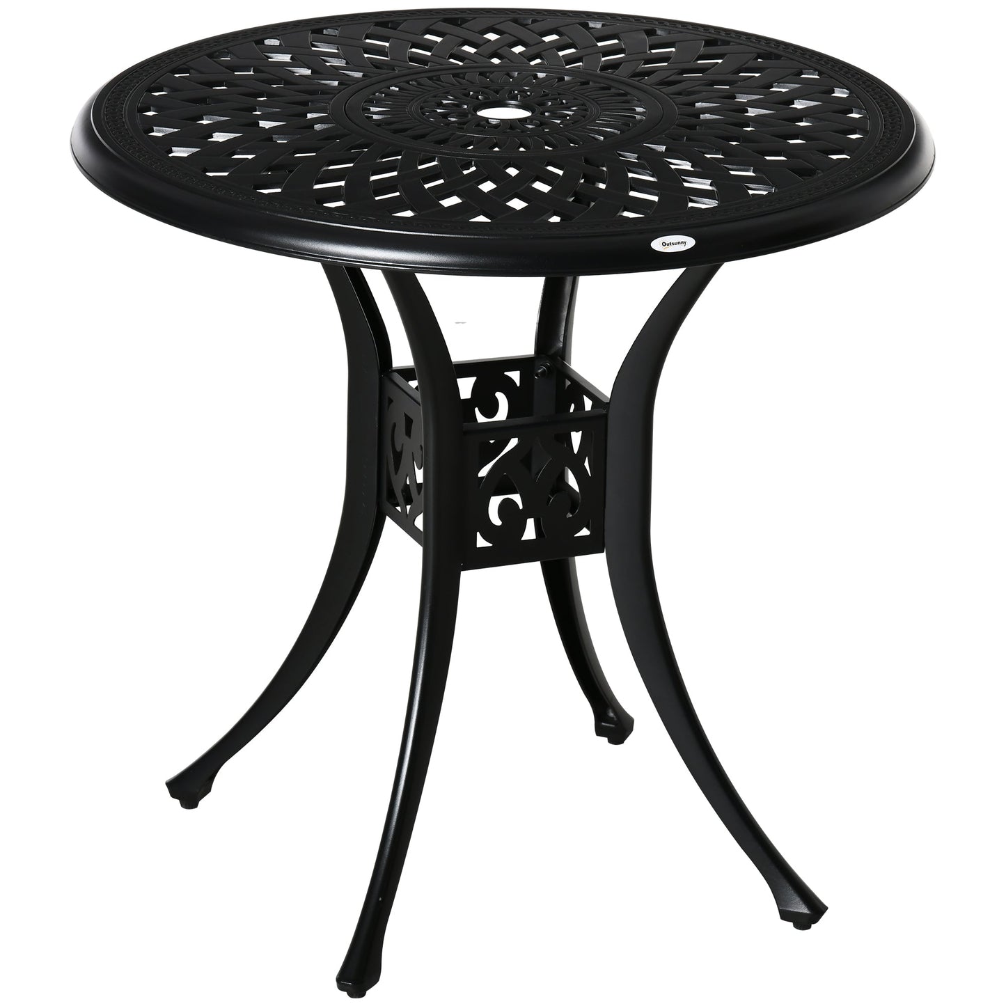 30-inch Round Patio Dining Table with Umbrella Hole Antique Cast Aluminium Outdoor Bistro Table, Black Patio Side Tables Black  at Gallery Canada