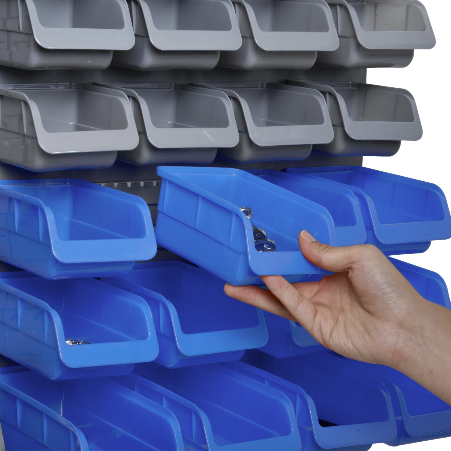 44PC Wall Mounted Storage Bins Parts Rack Kit with Storage Bins, Pegboard and Hooks, Garage Plastic Organizer, Blue Tool Organizers   at Gallery Canada