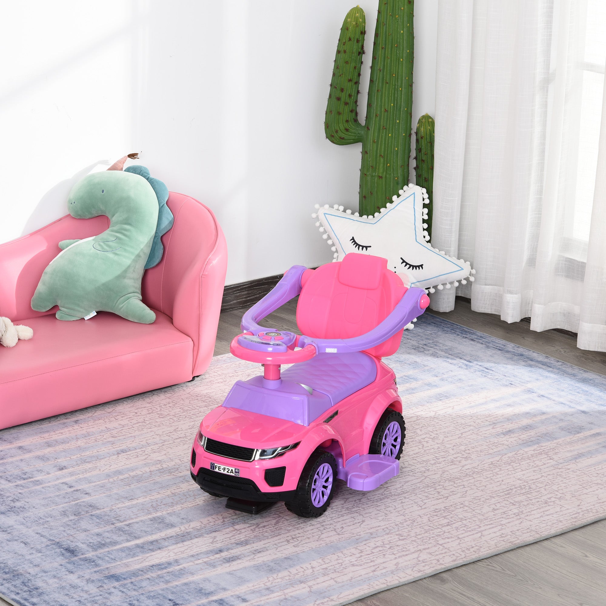 2 In 1 Kid Ride on Push Car Stroller Sliding Ride on Car with Horn Music Light Function Secure Bar Ride on Toy for Boy Girl Toddlers 1-3 Years Old Pink Push Cars for Toddlers at Gallery Canada