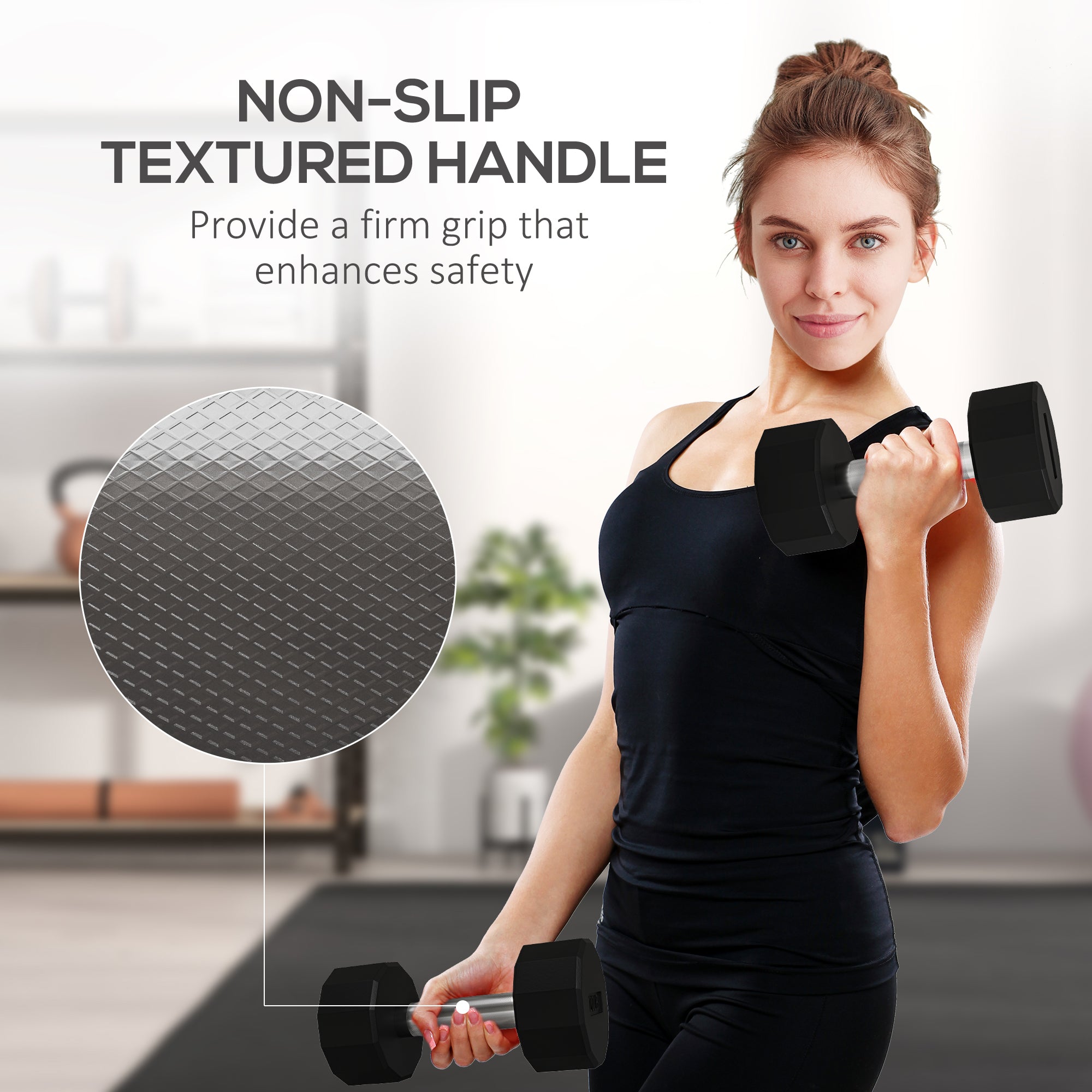2 x 20lbs Dumbbells Set with Non-Slip Grip, Rubber Covered Weights for Men Women Home Gym Workout Dumbbells & Barbells at Gallery Canada