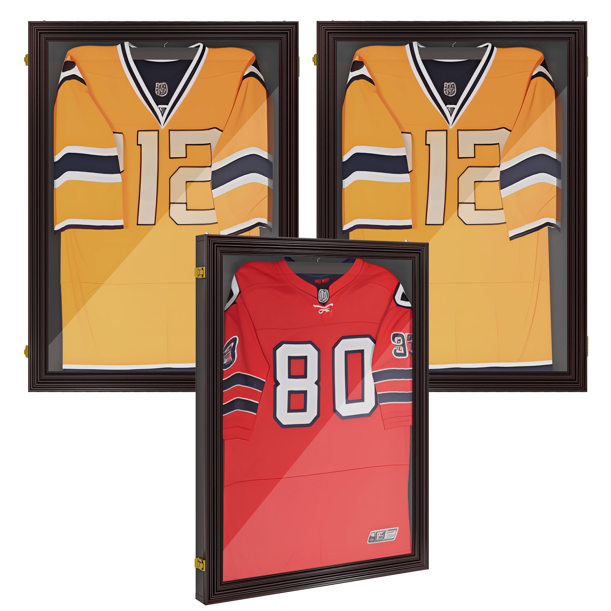 Set of 3 Jersey Display Frame Case, Acrylic Sports Shirt Shadow Box for Basketball Football Baseball, 23.5