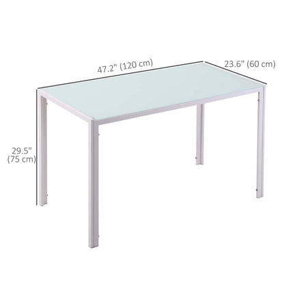 Rectangular Kitchen Table for 4 People, Dining Table with Tabletop Tempered Glass for Dining Room, Living Room, White Dining Tables   at Gallery Canada