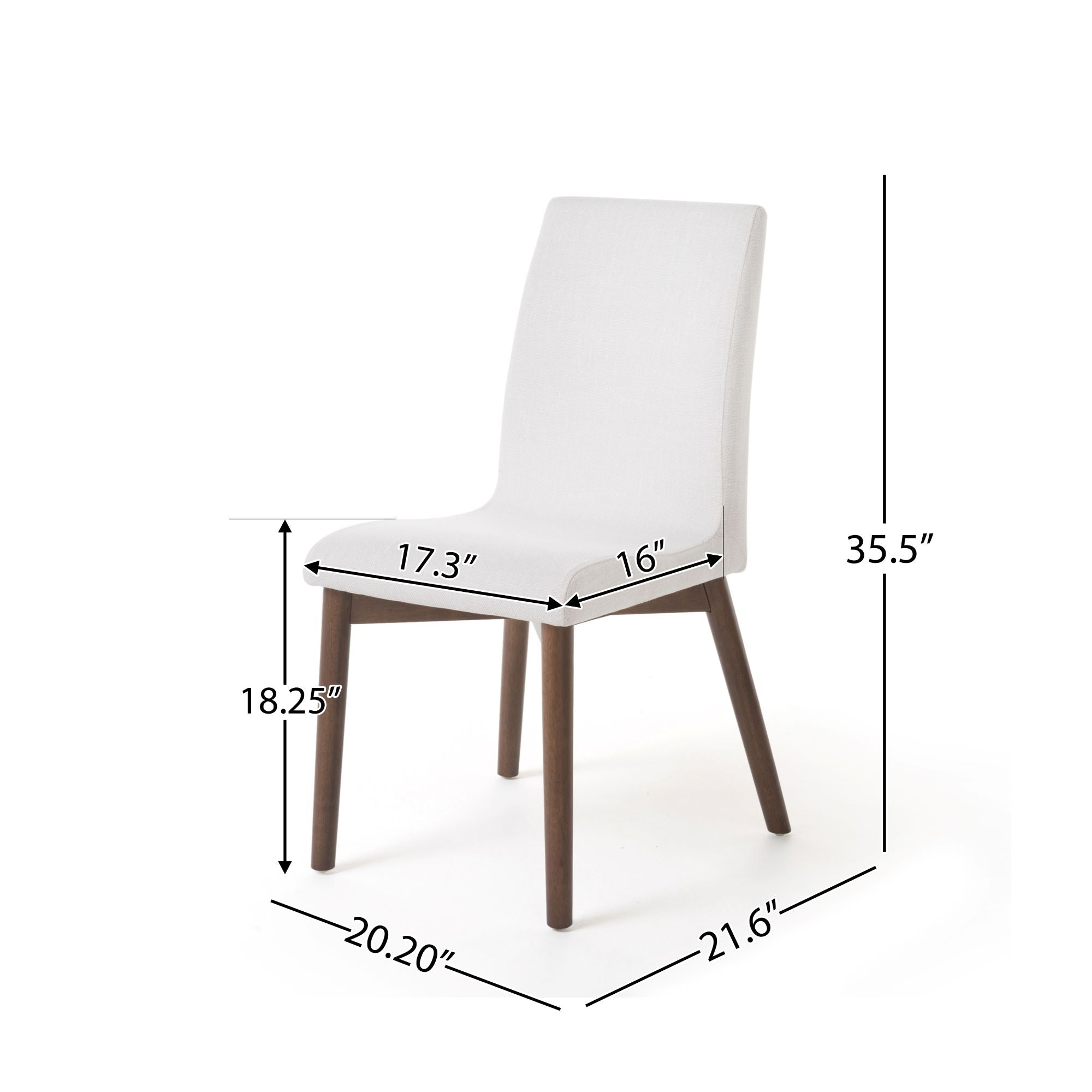 of 2 Scandinavian Dining Chairs with Solid Rubberwood Legs, High Back, Contemporary Fabric Side Chairs, 20