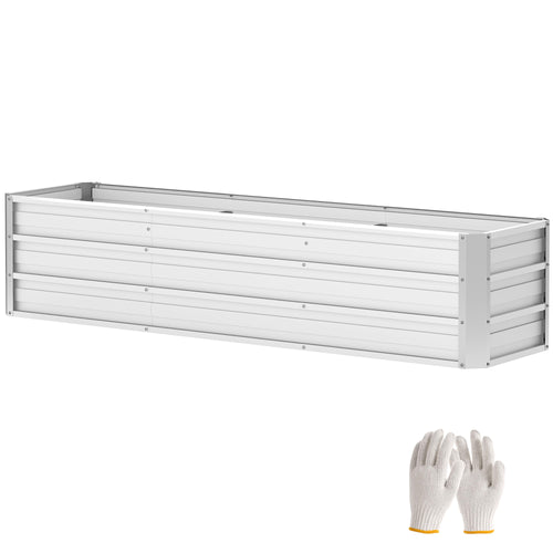 6' x 1.5' x 1.3' Galvanized Raised Garden Bed, Elevated Large Metal Planter Box w/ Install Gloves for Backyard, Patio to Grow Vegetables, Herbs, and Flowers, Silver